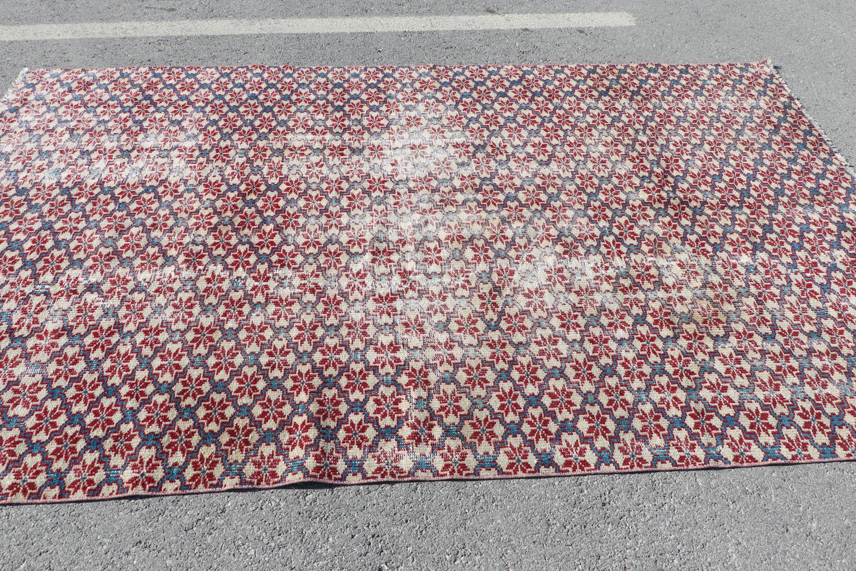 Red  6x9.6 ft Large Rug, Anatolian Rug, Turkish Rugs, Home Decor Rugs, Bedroom Rug, Living Room Rugs, Nomadic Rug, Vintage Rug