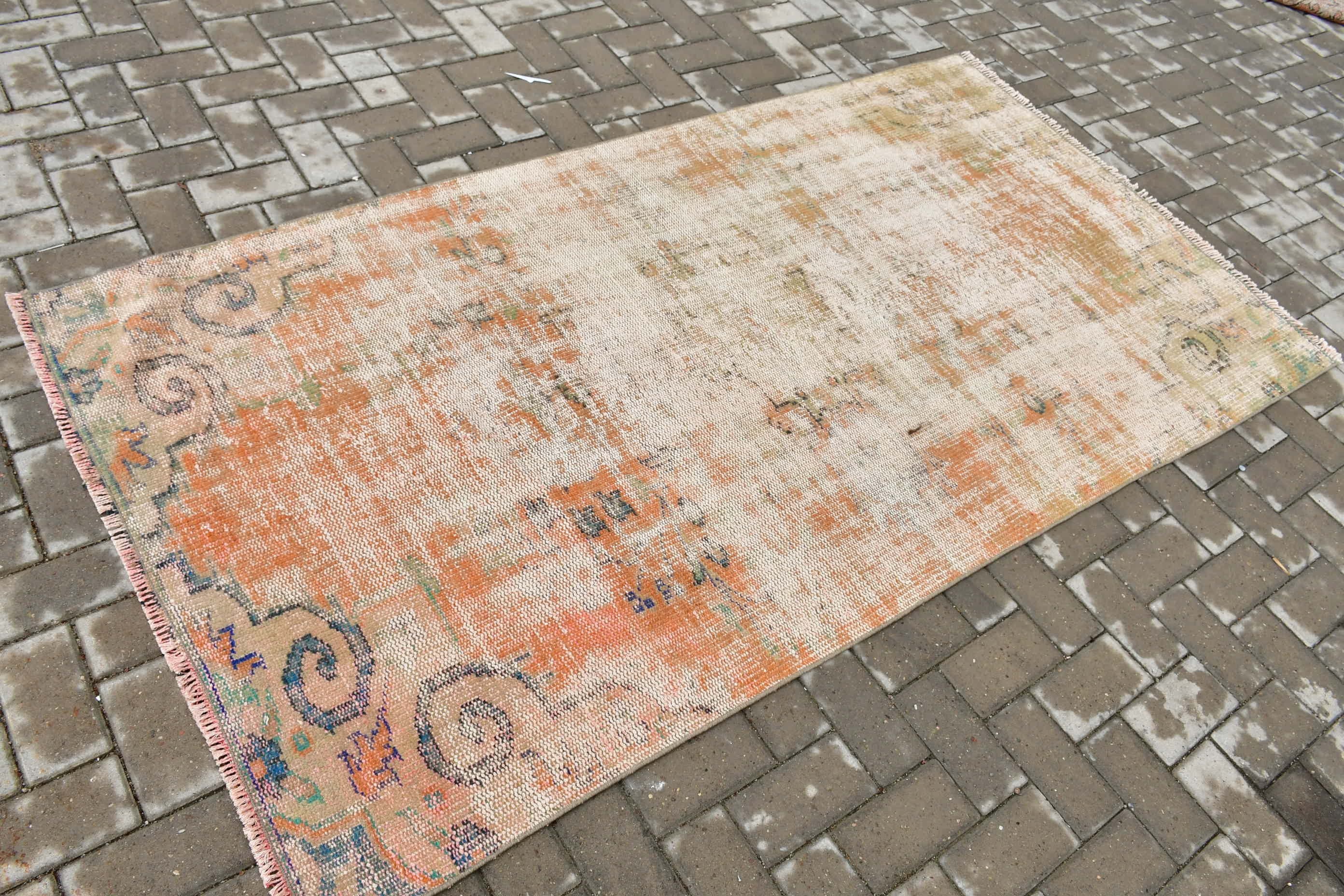 Floor Rug, 3.8x7.3 ft Area Rug, Living Room Rug, Kitchen Rug, Cool Rug, Vintage Rug, Cute Rug, Turkish Rug, Orange Floor Rug, Rugs for Area