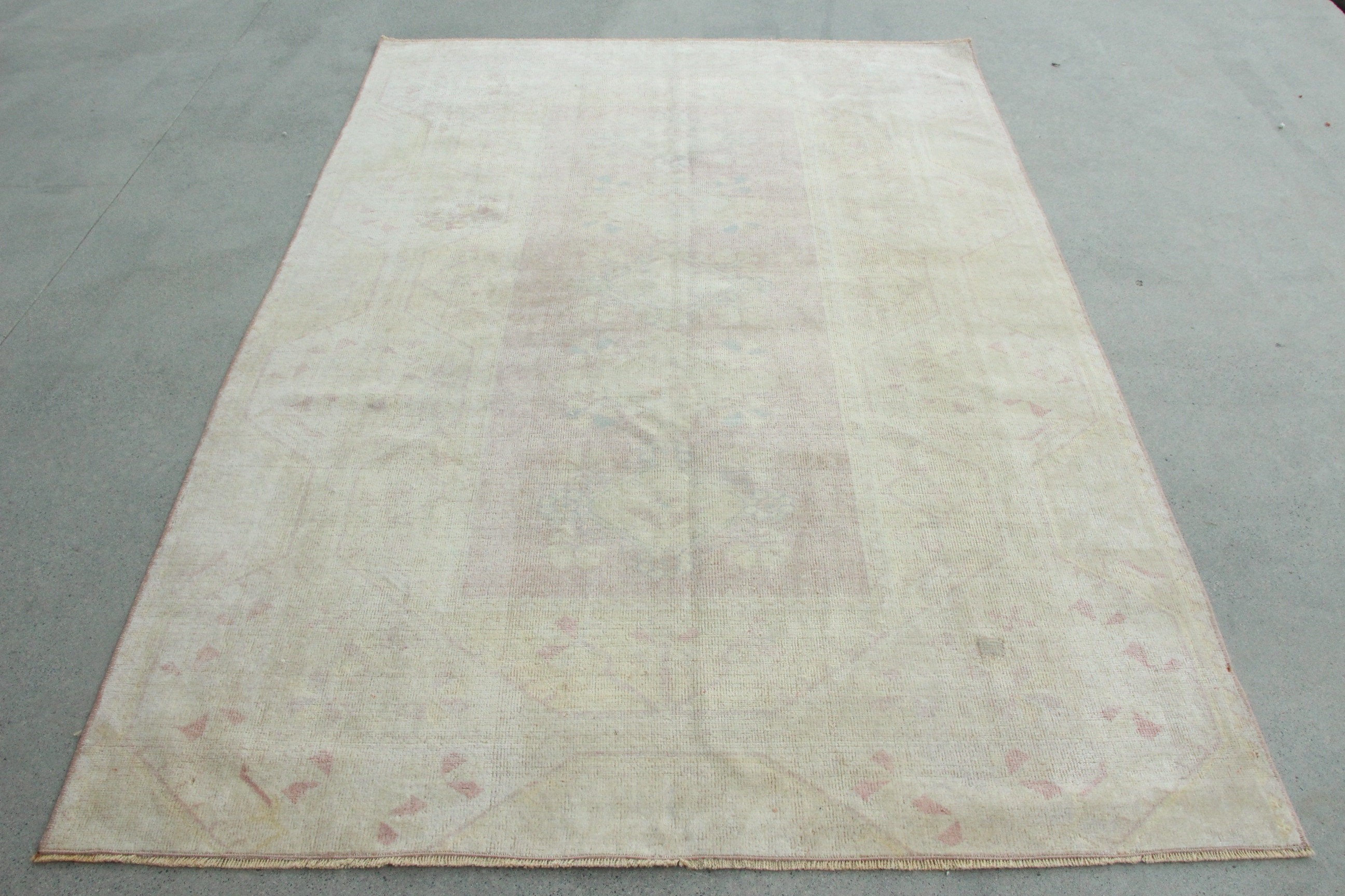 Nursery Rug, Floor Rugs, Turkish Rugs, Antique Rug, Cool Rug, Vintage Rugs, White  4.9x7.3 ft Area Rug, Rugs for Area