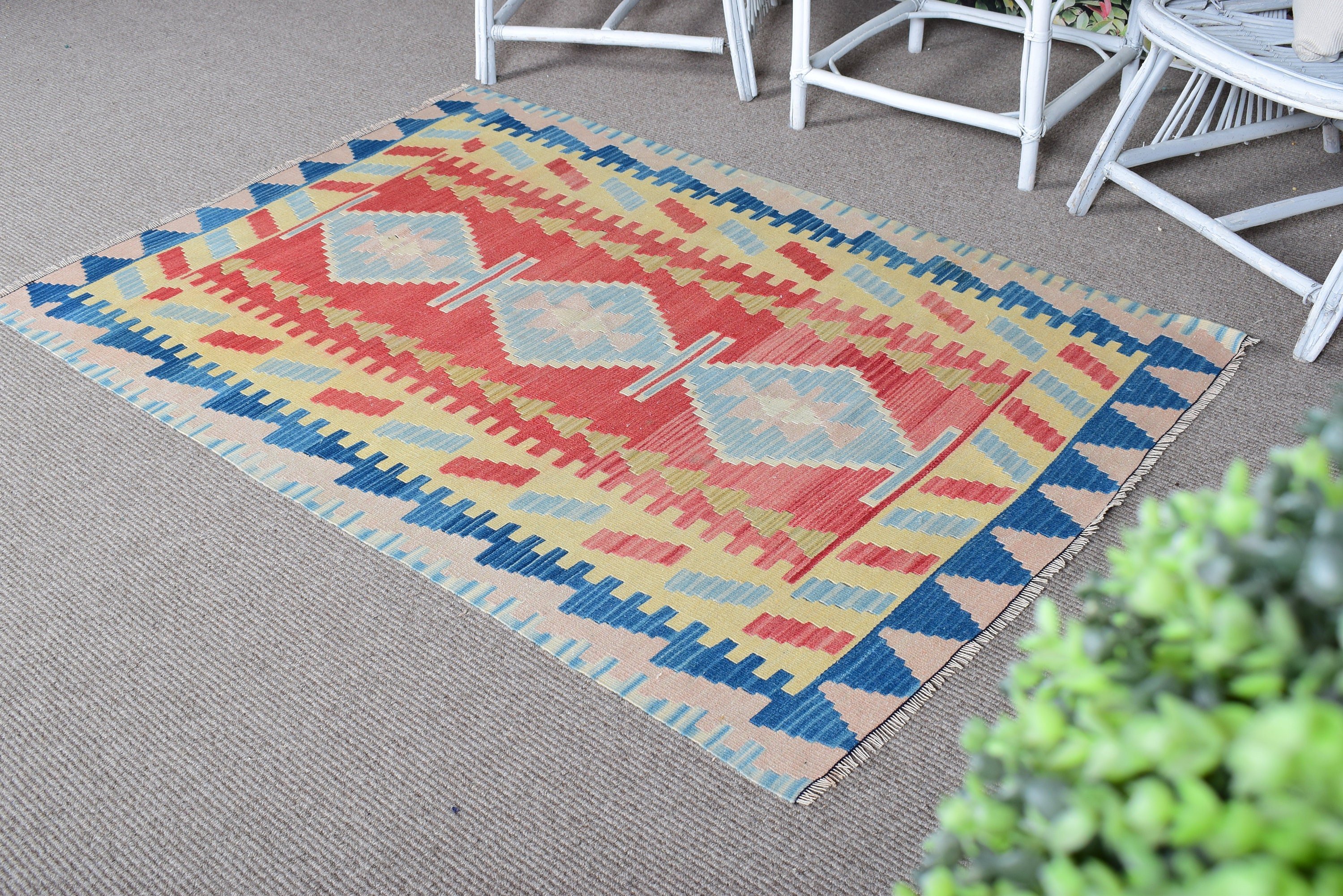 Boho Accent Halılar, 3,6x5,3 ft Accent Halılar, Boho Halılar, Yatak Odası Halıları, Kilim, Çocuk Odası Halıları, Türk Halısı, Bej Düz Dokuma Halı, Vintage Halılar