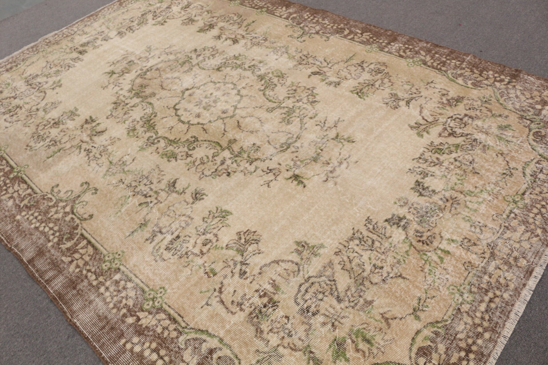 Old Rugs, Home Decor Rug, 6.7x9.8 ft Large Rugs, Oriental Rugs, Turkish Rug, Salon Rug, Vintage Rugs, Beige Oriental Rug, Living Room Rug