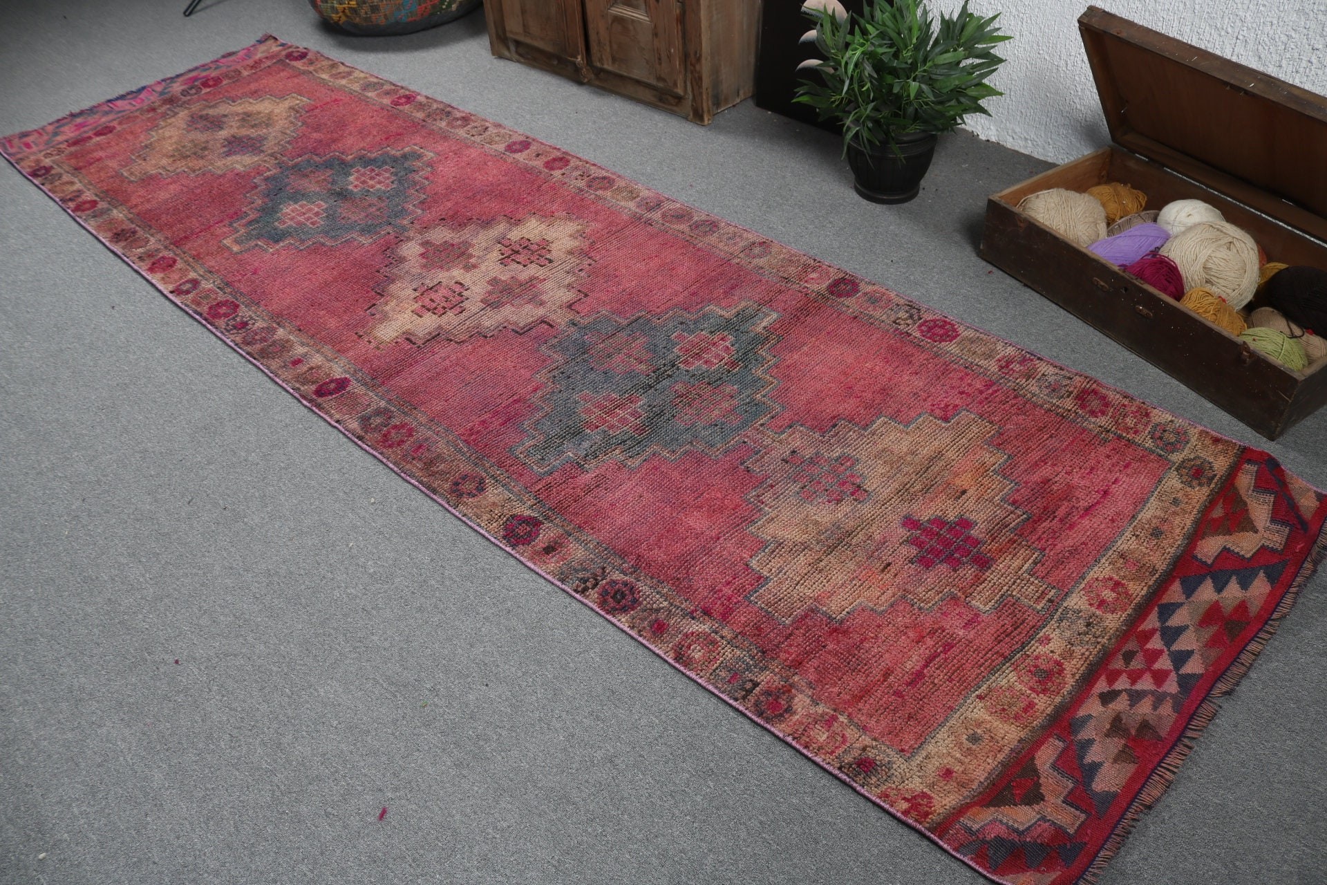 Turkish Rug, Corridor Rug, Pink Anatolian Rug, Outdoor Rugs, Neutral Rugs, 3.2x11 ft Runner Rugs, Long Runner Rug, Vintage Rug, Modern Rugs