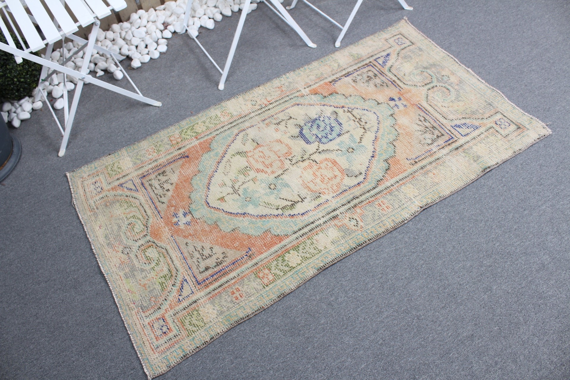 Home Decor Rugs, Orange Kitchen Rug, Nursery Rug, 2.7x5 ft Small Rug, Turkish Rug, Antique Rugs, Vintage Rugs, Bath Rug, Rugs for Bathroom