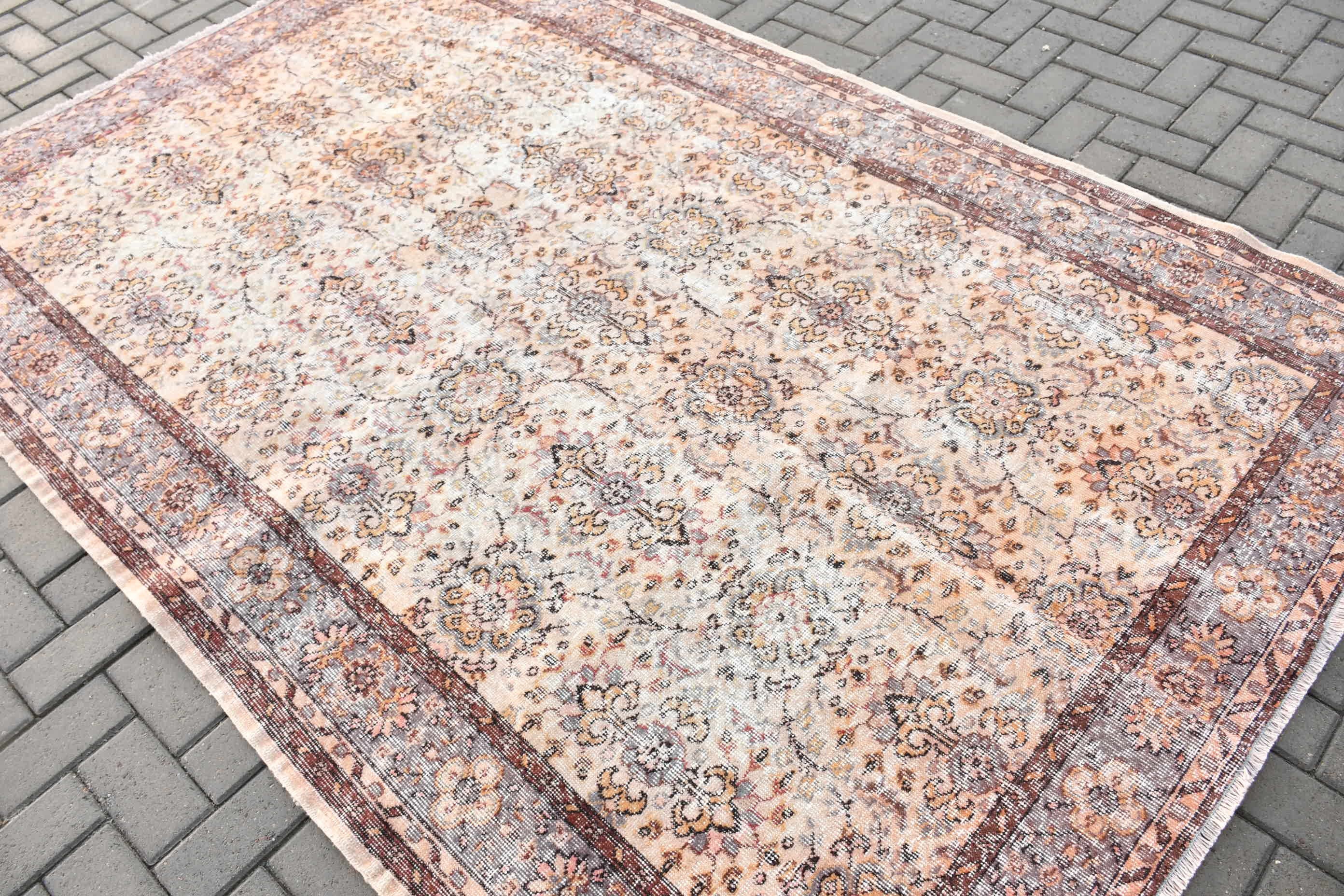 Orange Floor Rug, 5.7x8.7 ft Large Rug, Dining Room Rugs, Salon Rugs, Turkey Rug, Turkish Rugs, Antique Rugs, Vintage Rug