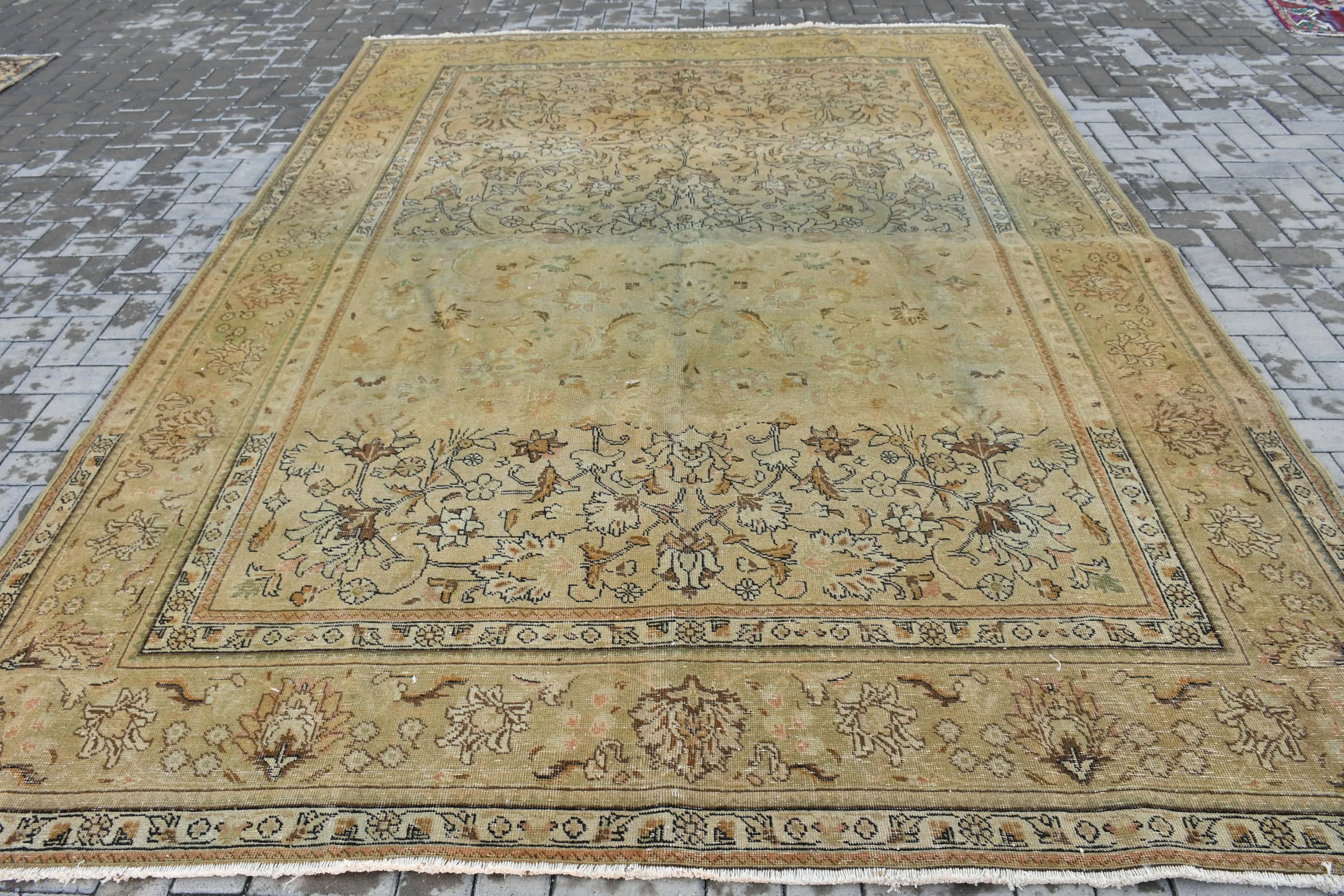 Handwoven Rug, Saloon Rug, Vintage Rug, Antique Rugs, Green Wool Rug, 8.1x11.2 ft Oversize Rug, Salon Rug, Oriental Rugs, Turkish Rug