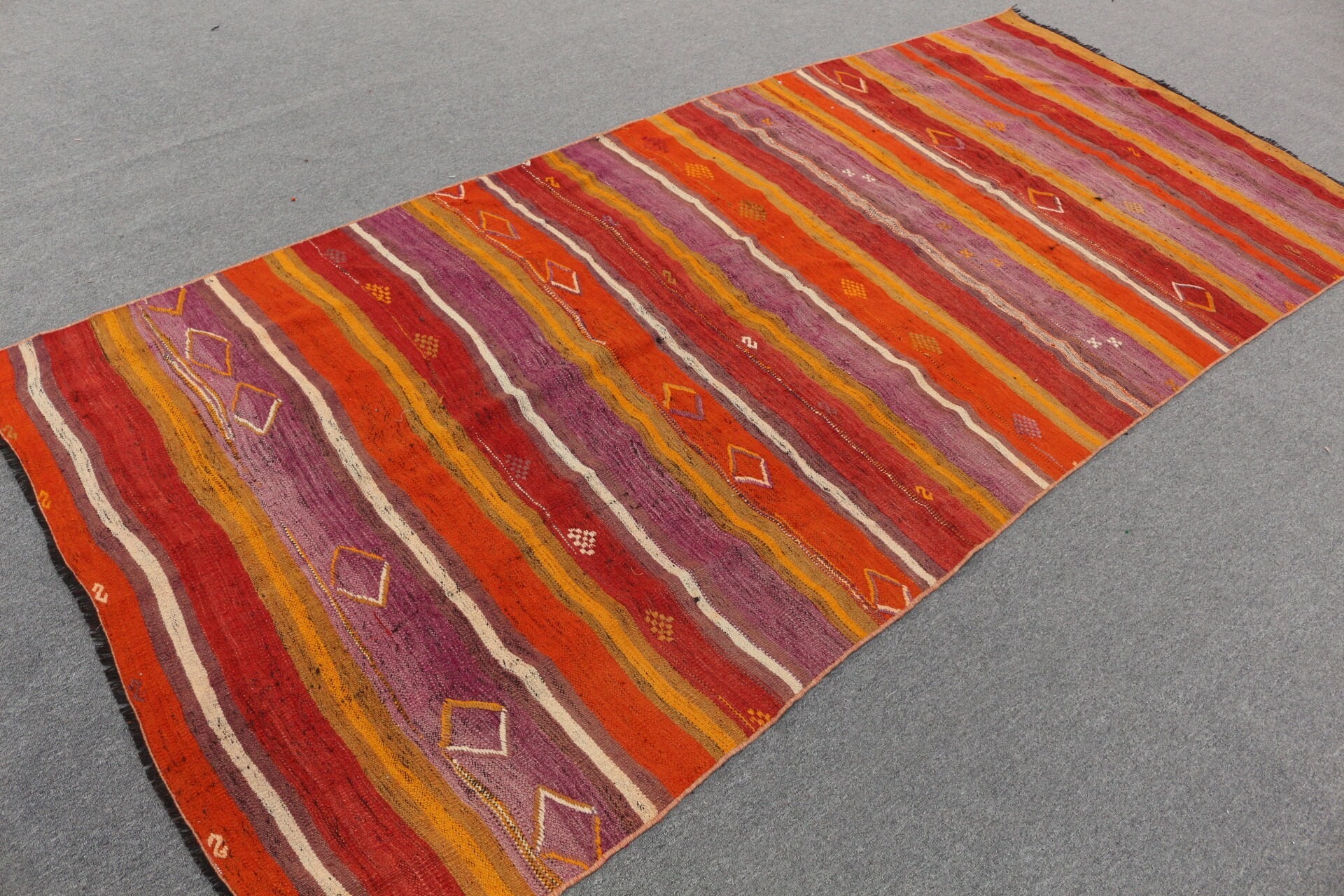 Floor Rug, 4.3x9.2 ft Area Rug, Indoor Rug, Old Rug, Antique Rug, Turkish Rug, Kilim, Vintage Rug, Home Decor Rugs, Orange Kitchen Rug