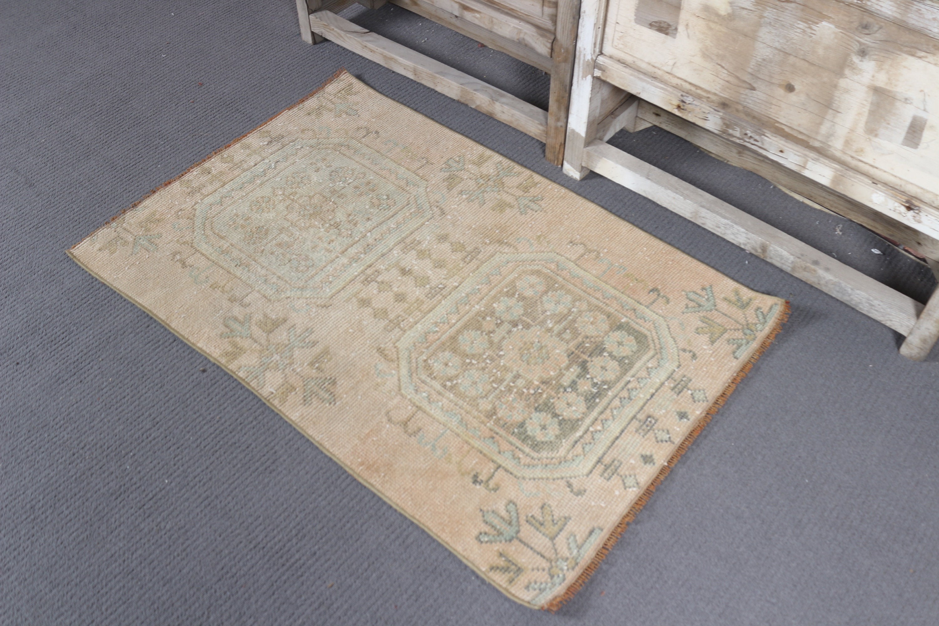 Distressed Rug, Oriental Rugs, Vintage Rug, Oushak Rug, Turkish Rug, Bath Rug, 2.5x3.7 ft Small Rugs, Bronze Home Decor Rugs, Nursery Rug