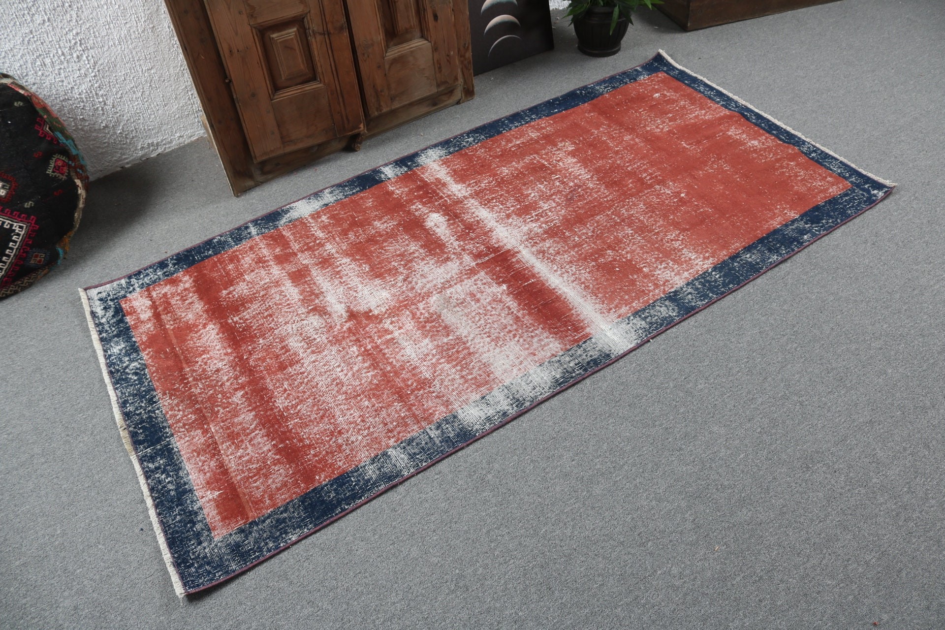 Vintage Rug, Turkish Rugs, Kitchen Rugs, Wool Rug, Red Neutral Rugs, Bedroom Rug, Rugs for Decorative, 3.3x6.6 ft Accent Rugs, Entry Rug