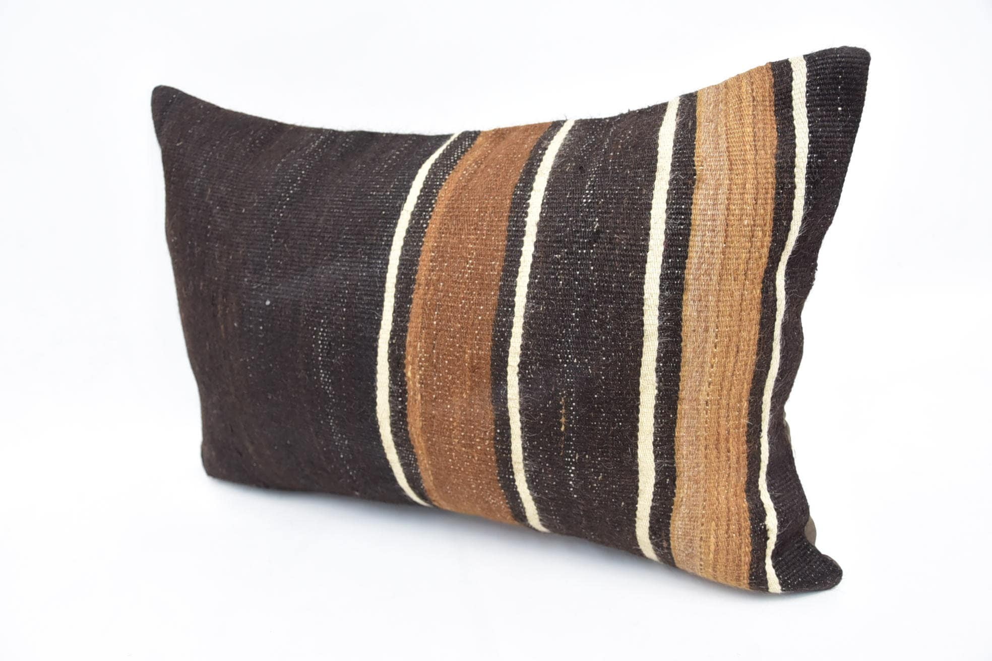 Boho Pillow Sham Cover, Turkish Pillow, Vintage Kilim Pillow, Boho Throw Pillow Cover, Muted Pillow, 16"x24" Brown Pillow Sham