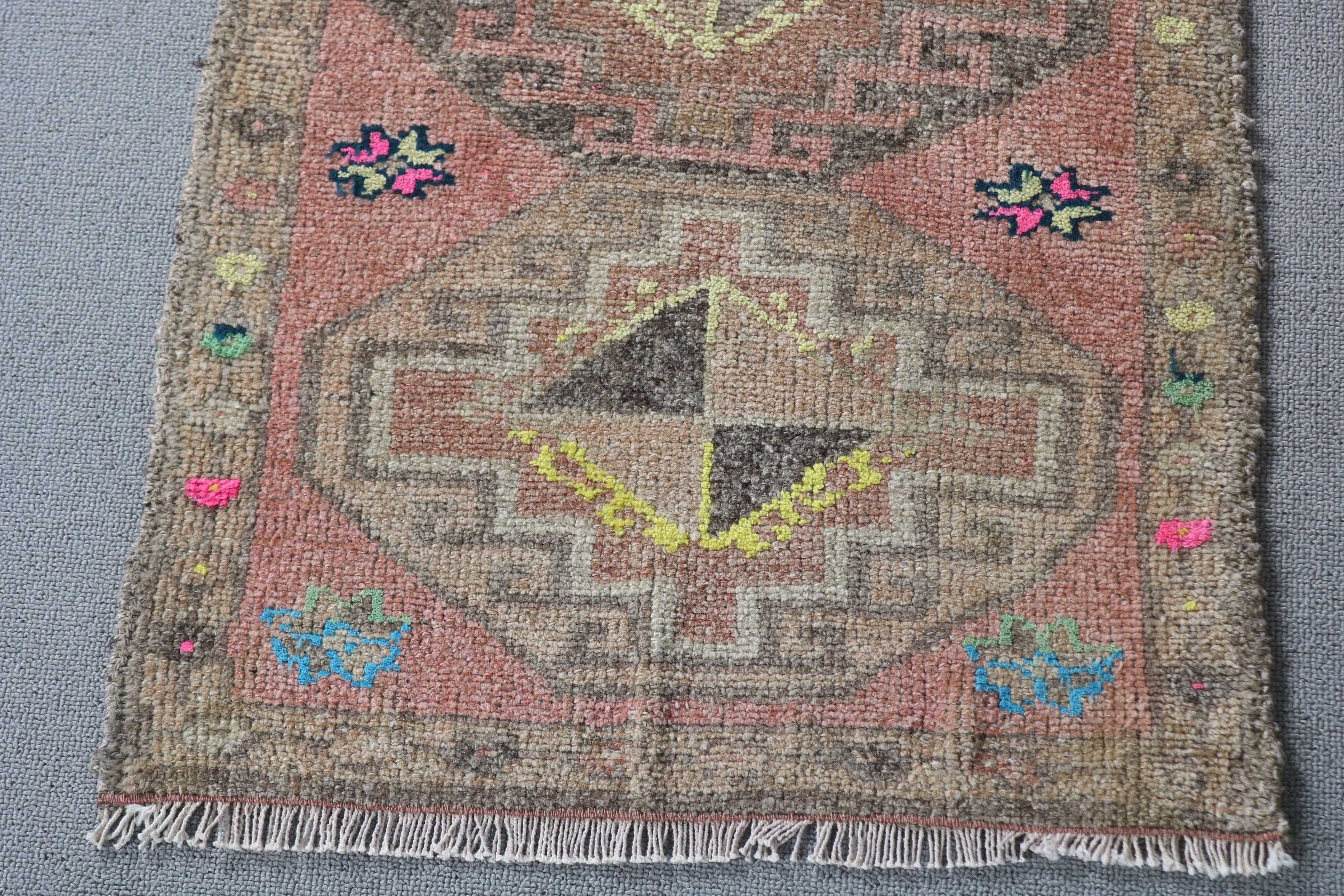 Yatak Odası Halısı, Vintage Halılar, Araba Paspas Halısı, Türk Halıları, Pembe 1.6x3.2 ft Küçük Halı, Yün Banyo Paspas Halısı, Banyo Halısı