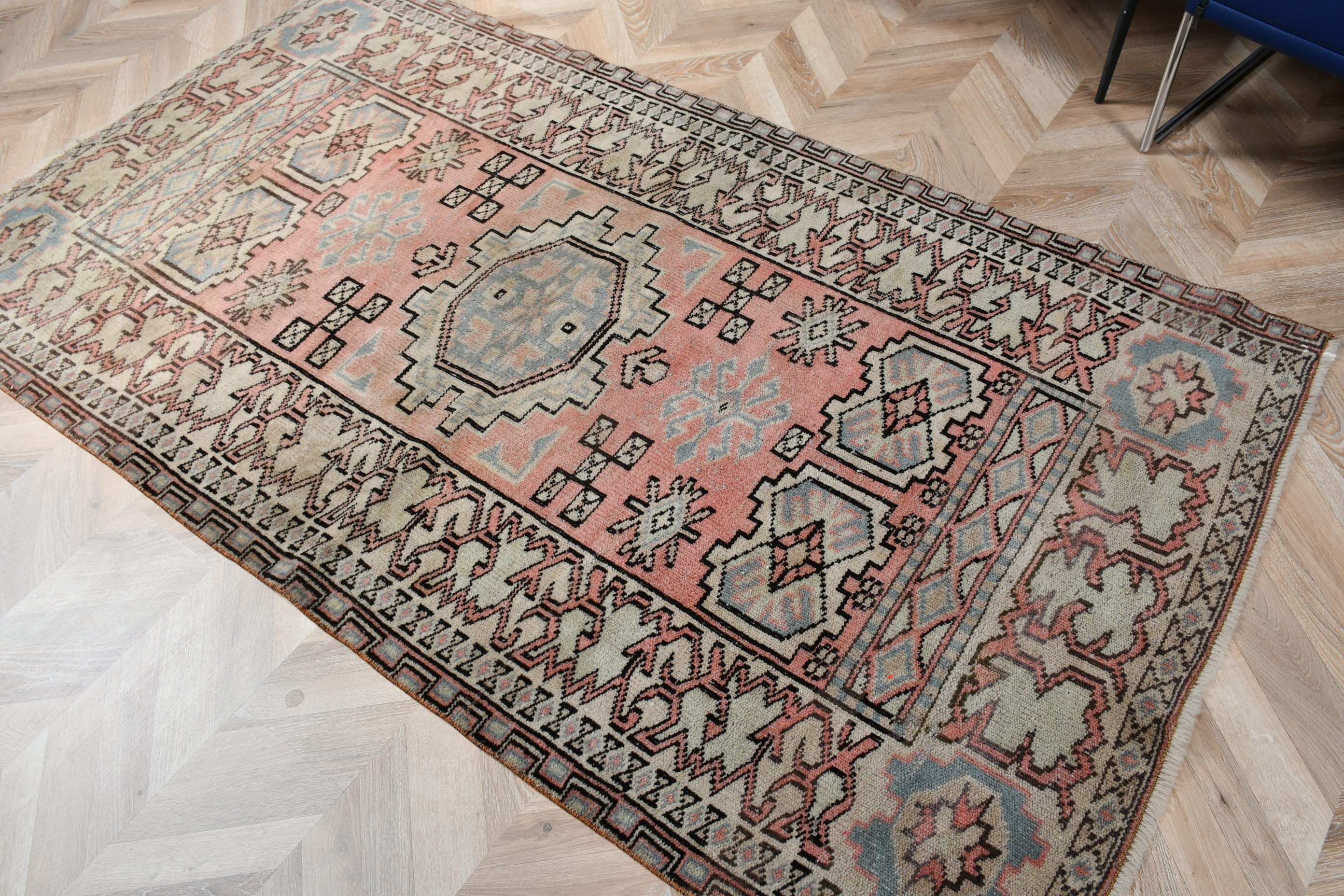 İç Mekan Halısı, Yatak Odası Halıları, Pembe Yün Halı, Vintage Halı, Havalı Halı, 3,9x7,1 ft Alan Halıları, Yatak Odası Halısı, Türk Halısı, Vintage Dekor Halıları