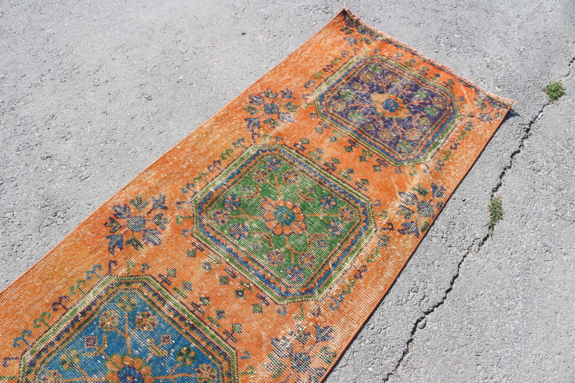 Orange  2.7x10.2 ft Runner Rugs, Turkish Rugs, Stair Rugs, Handmade Rug, Oriental Rug, Kitchen Rugs, Vintage Rug, Moroccan Rug