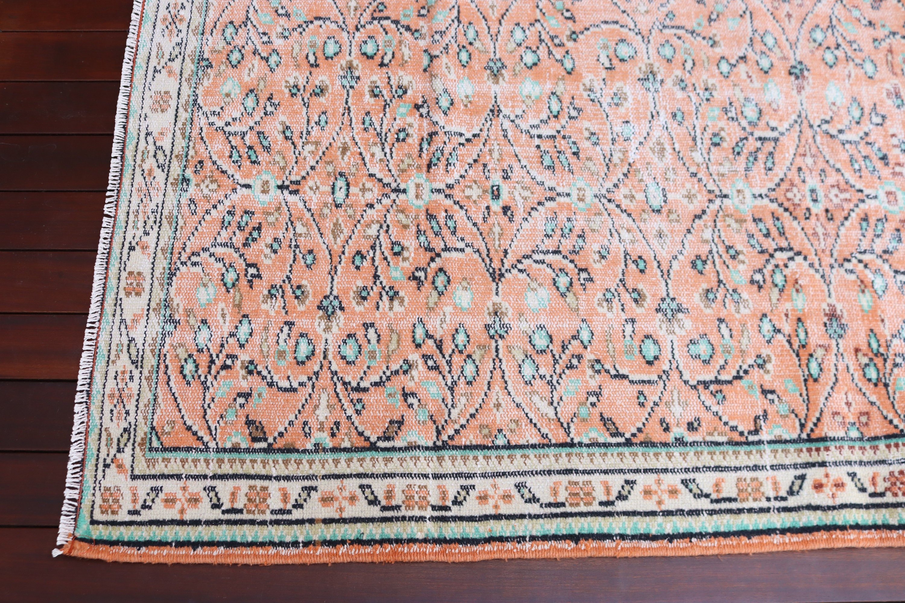 Vintage Halılar, Antika Halı, Giriş Halıları, 3,2x6,6 ft Accent Halı, Yatak Odası Halısı, Mutfak Halıları, Yün Halı, Türk Halısı, Turuncu El Dokuma Halılar