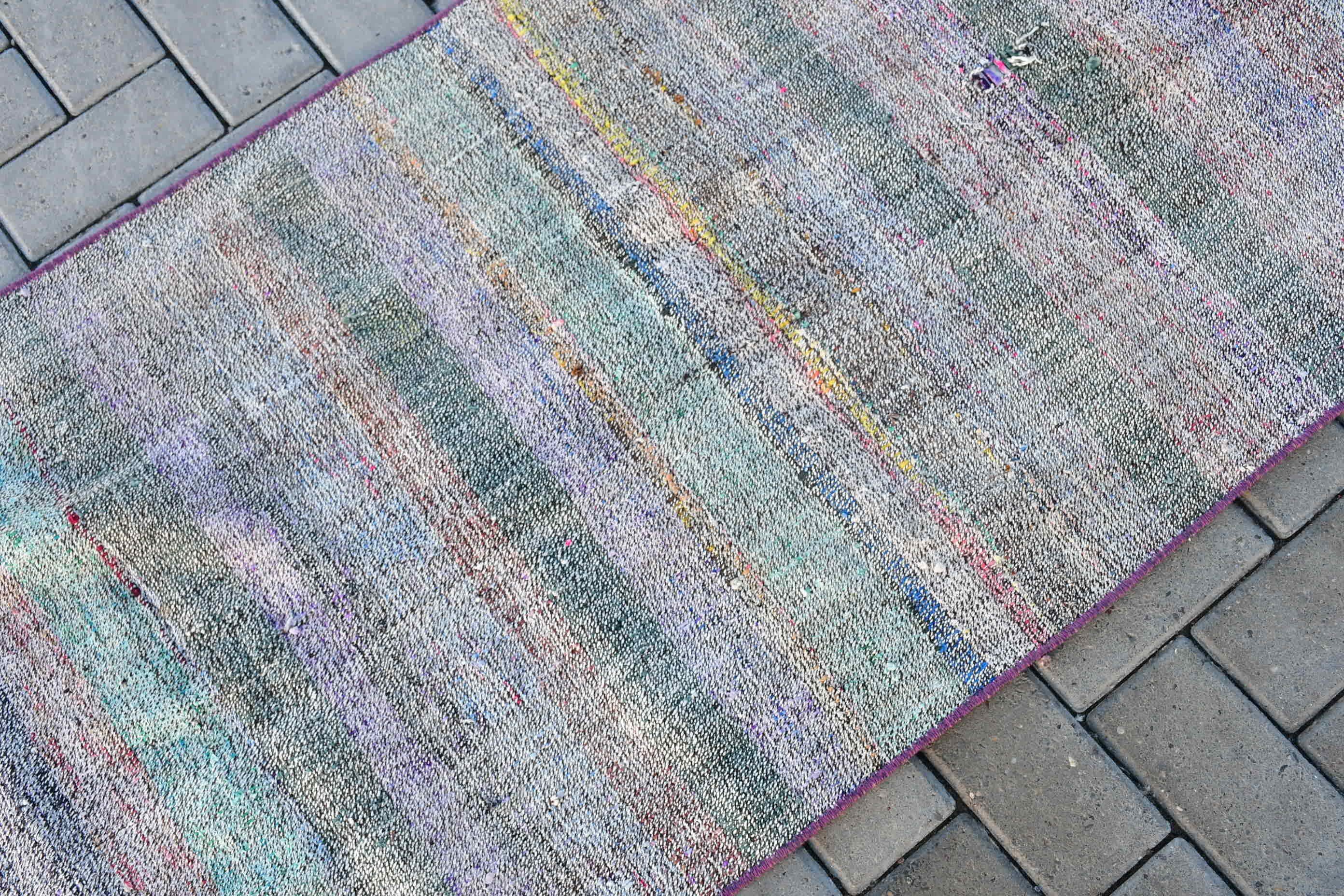 Koşucu Halıları, Koridor Halısı, Yün Halı, Merdiven Halısı, Vintage Halılar, Kilim, Mor Soğuk Halı, 2,5x10,3 ft Koşucu Halısı, Soğuk Halı, Türk Halısı