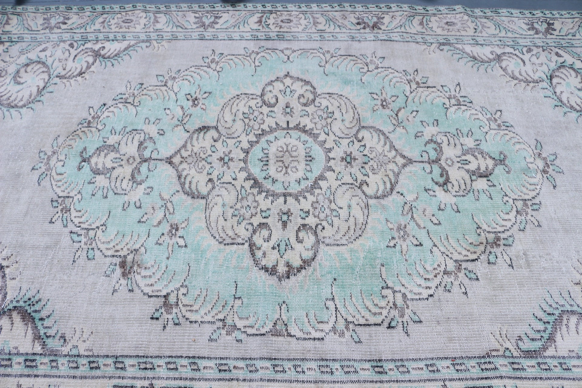 Vintage Halı, Fas Halısı, Yemek Odası Halısı, Yeşil Anadolu Halıları, Boho Halısı, Türk Halısı, Yün Halıları, 5.9x9.8 ft Büyük Halı, Oturma Odası Halıları