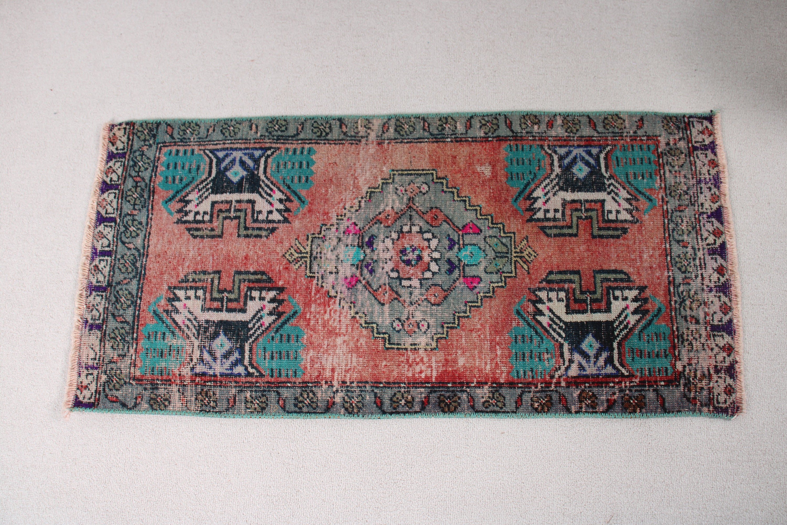 1.5x3.2 ft Küçük Halı, Mutfak Halıları, Duvara Asılı Halılar, Türk Halıları, Kırmızı Anadolu Halıları, Yer Halıları, Boho Halıları, Vintage Halı