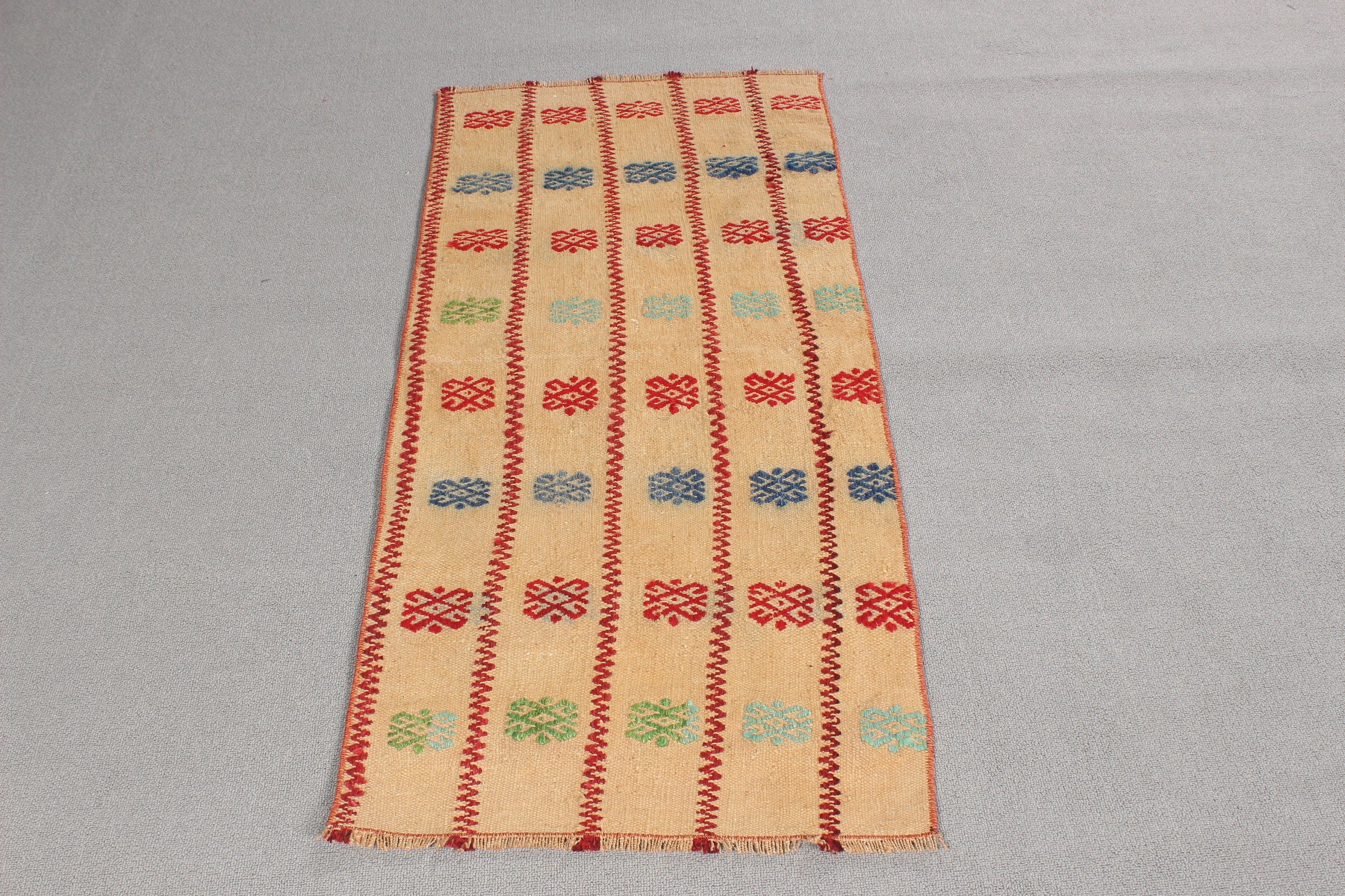 Oushak Rugs, Office Rug, Turkish Rugs, Floor Rug, Car Mat Rug, Vintage Rugs, Entry Rugs, 1.9x4.4 ft Small Rugs, Kilim, Yellow Bedroom Rug