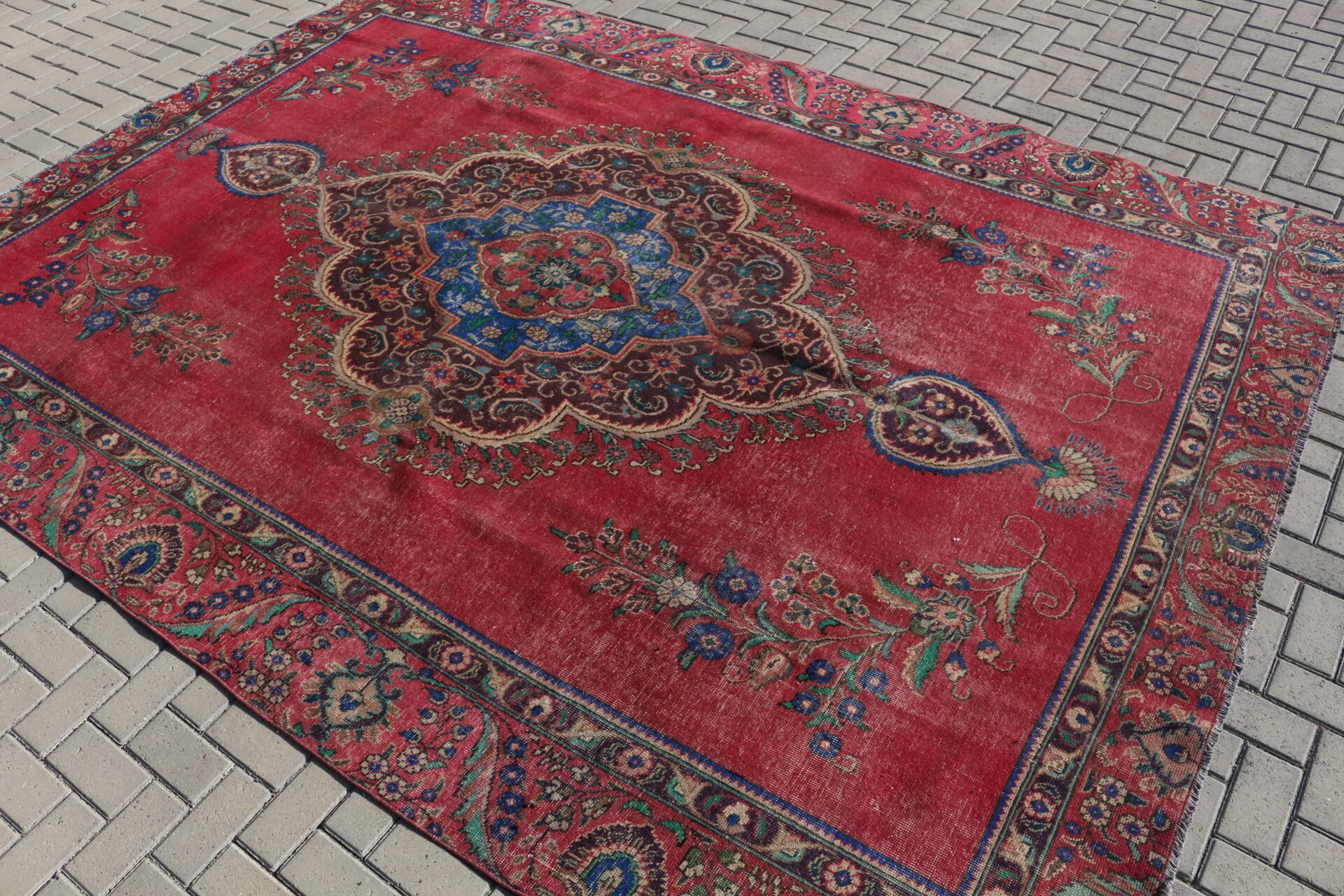 Türk Halısı, Sevimli Halı, Salon Halısı, Vintage Halı, 8.2x11.2 ft Büyük Boy Halı, Oturma Odası Halısı, Yatak Odası Halıları, Oryantal Halı, Kırmızı Anadolu Halısı