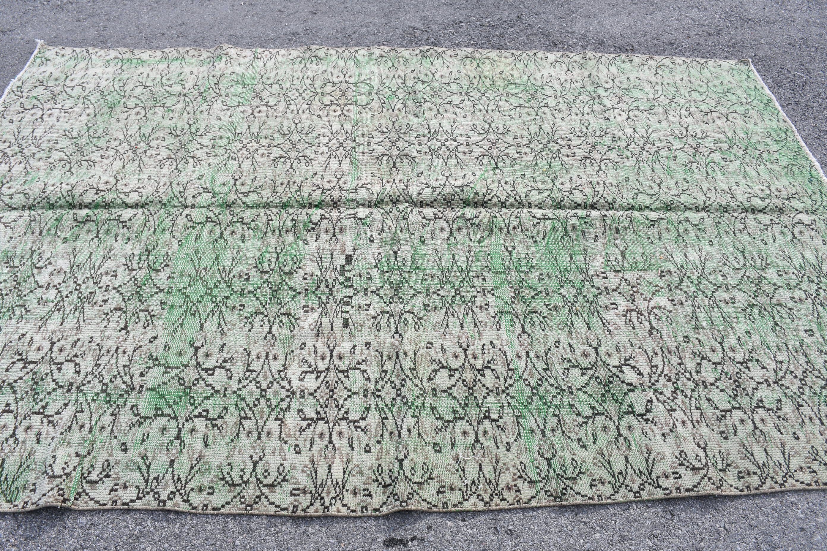 Green Kitchen Rug, Floor Rugs, Dining Room Rugs, Vintage Rugs, Dorm Rug, Bedroom Rug, Home Decor Rug, Turkish Rugs, 5.6x8.9 ft Large Rug