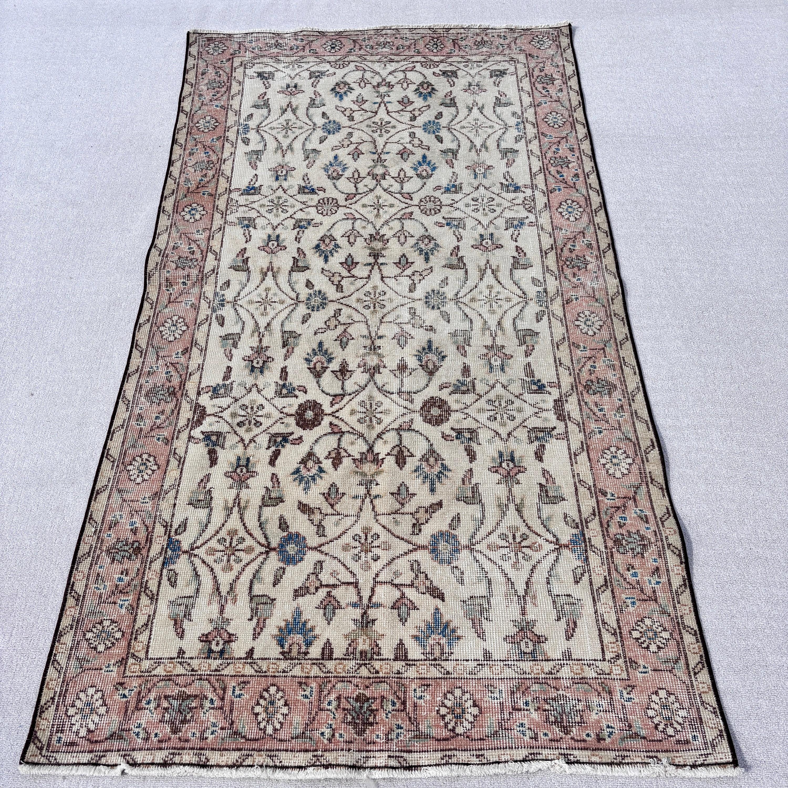 Boho Area Rugs, Turkish Rugs, Beige Cool Rug, Luxury Rugs, Rugs for Indoor, 3.6x6.8 ft Area Rugs, Vintage Rugs, Floor Rug