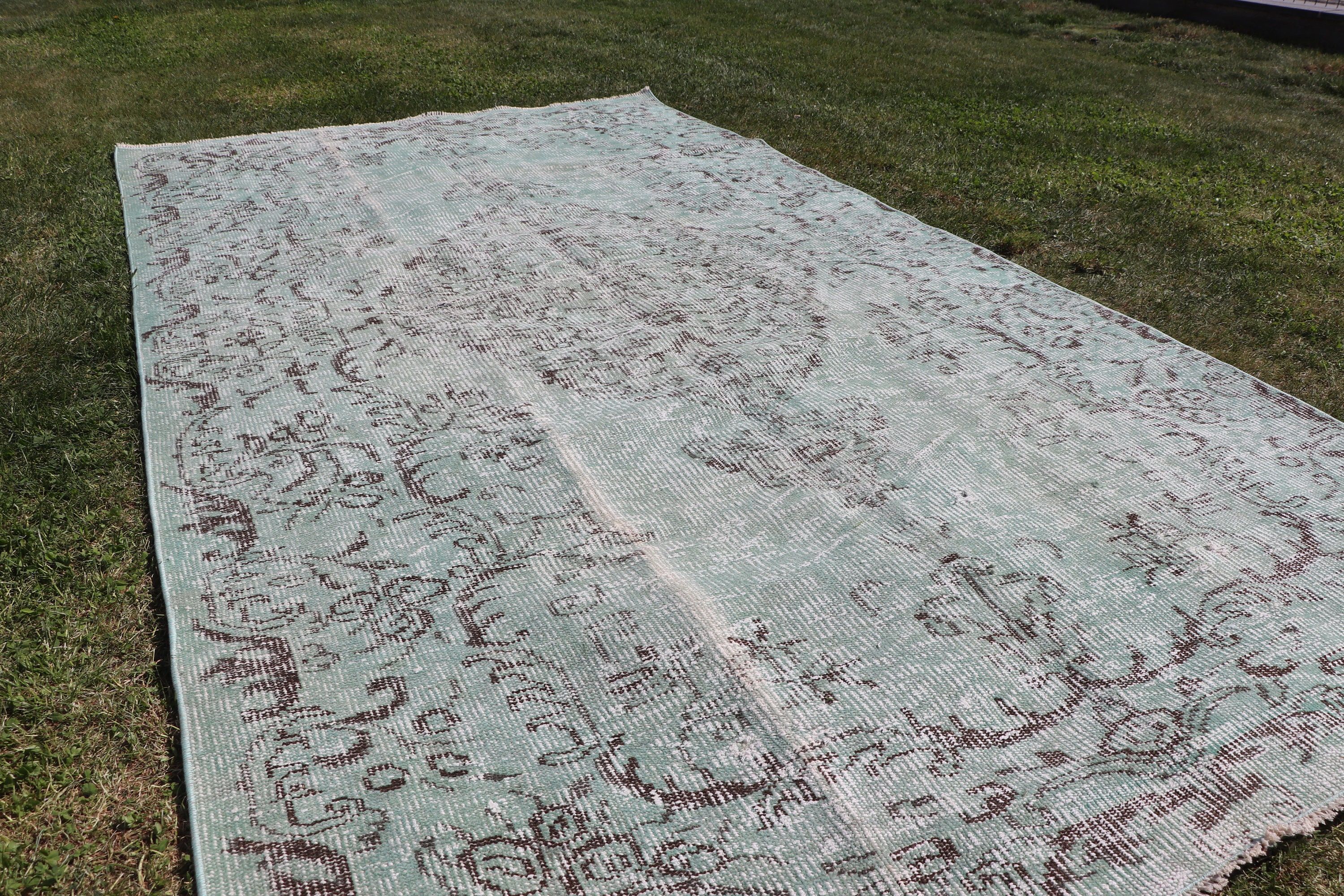 Bedroom Rugs, Boho Rugs, Turkish Rug, Green Statement Rug, Large Oushak Rug, Vintage Rug, Rugs for Bedroom, Modern Rug, 5x9 ft Large Rugs