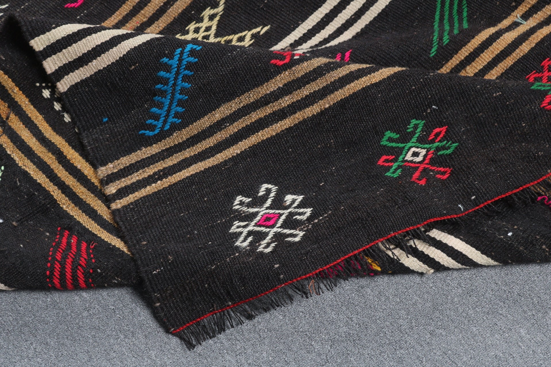 7.3x12.2 ft Oversize Rug, Vintage Rugs, Kilim, Statement Rug, Outdoor Rug, Turkish Rugs, Saloon Rugs, Black Geometric Rugs, Antique Rugs