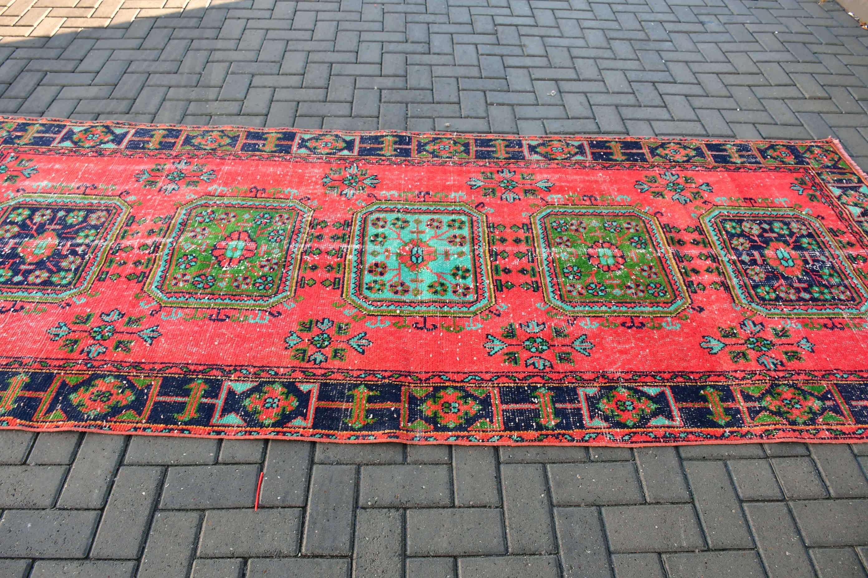 Oriental Rugs, 4.2x10.5 ft Runner Rugs, Corridor Rugs, Turkish Rug, Wool Rug, Hallway Rugs, Red Antique Rug, Vintage Rugs, Rugs for Runner