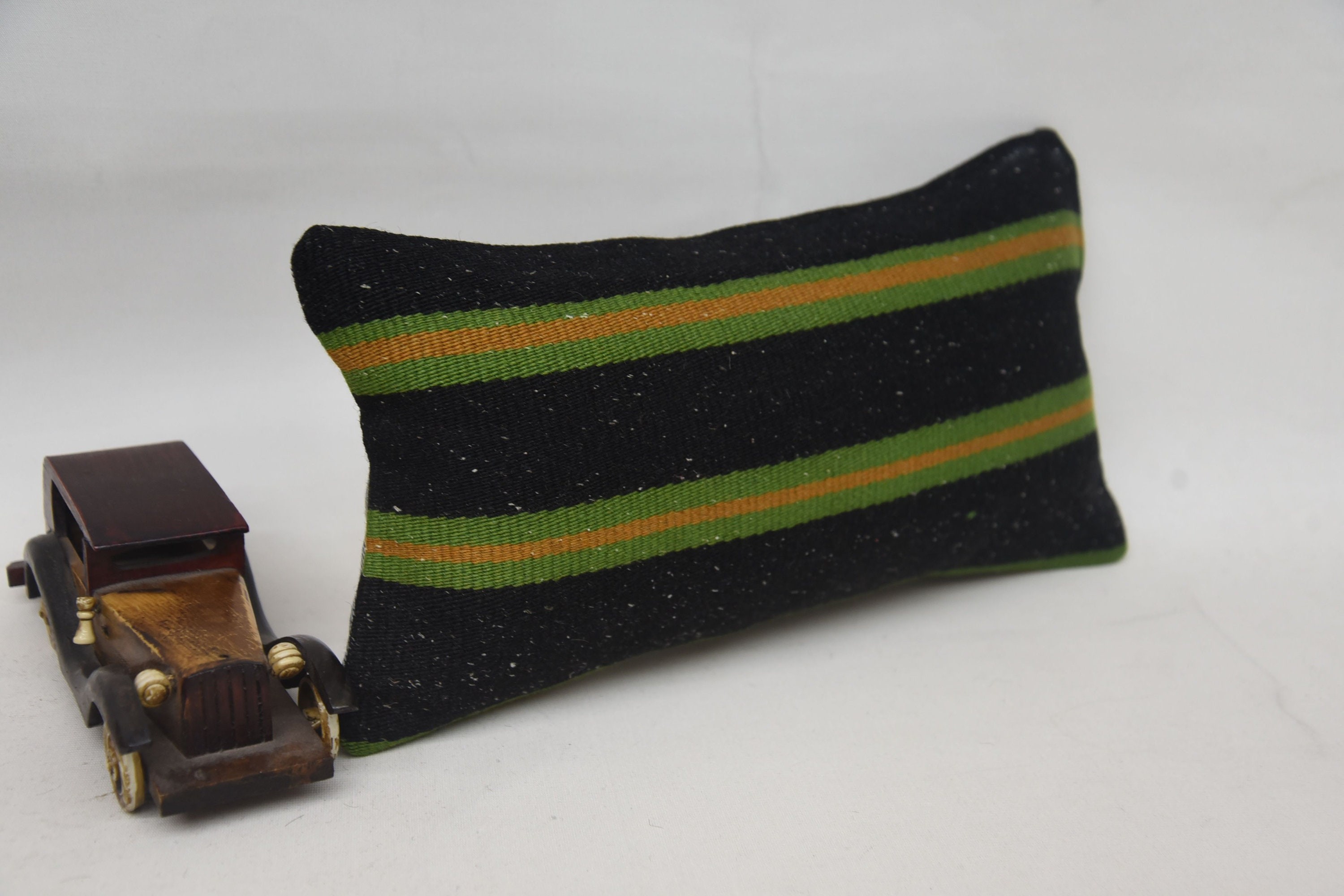 Kilim Pillow, Customized Pillow, Pillow for Sofa, Accent Throw Cushion, Kilim Cushion Sham, 8"x16" Green Pillow Sham