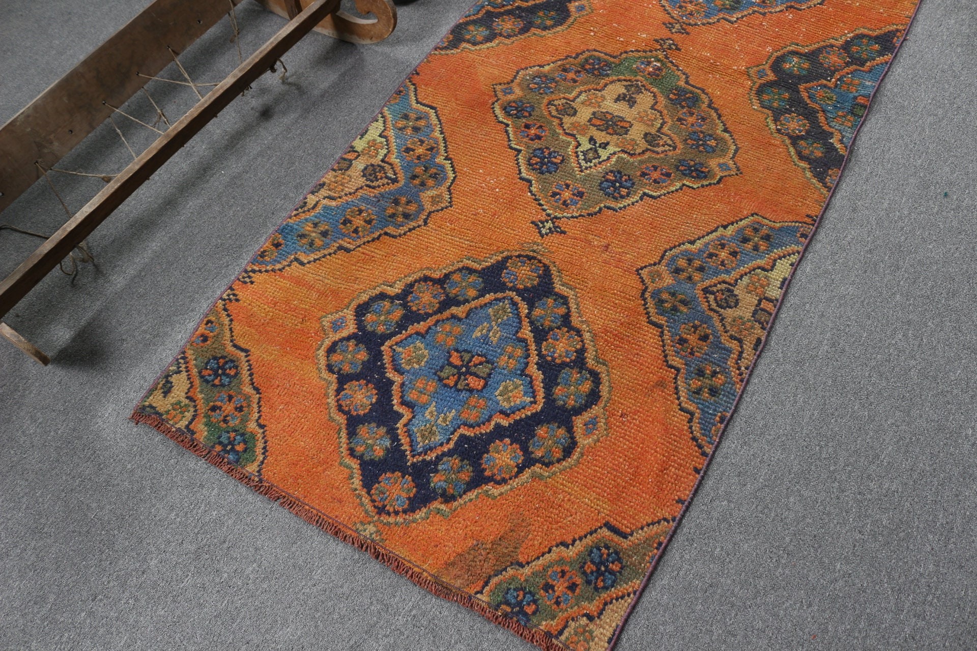 Oushak Halı, Antika Halılar, Soluk Halılar, Türk Halıları, Koridor Halıları, Turuncu Mutfak Halısı, 2,9x7,7 ft Runner Halısı, Vintage Halılar, Merdiven Halıları