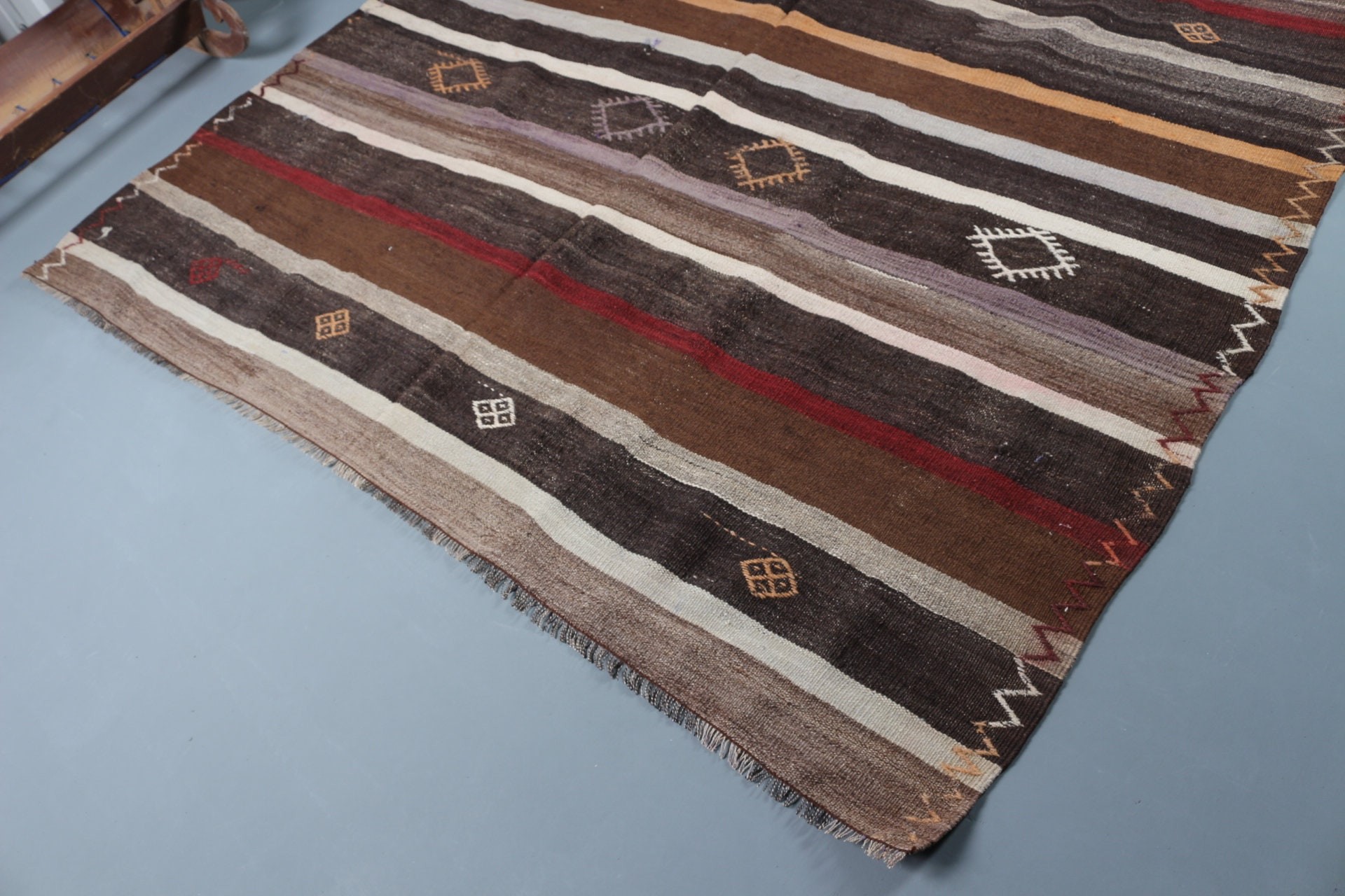 7x9.7 ft Büyük Halı, Yatak Odası Halıları, Soluk Halı, Bej Yer Halısı, Kilim, Vintage Halı, Havalı Halılar, Ev Dekor Halısı, Yemek Odası Halısı, Türk Halısı