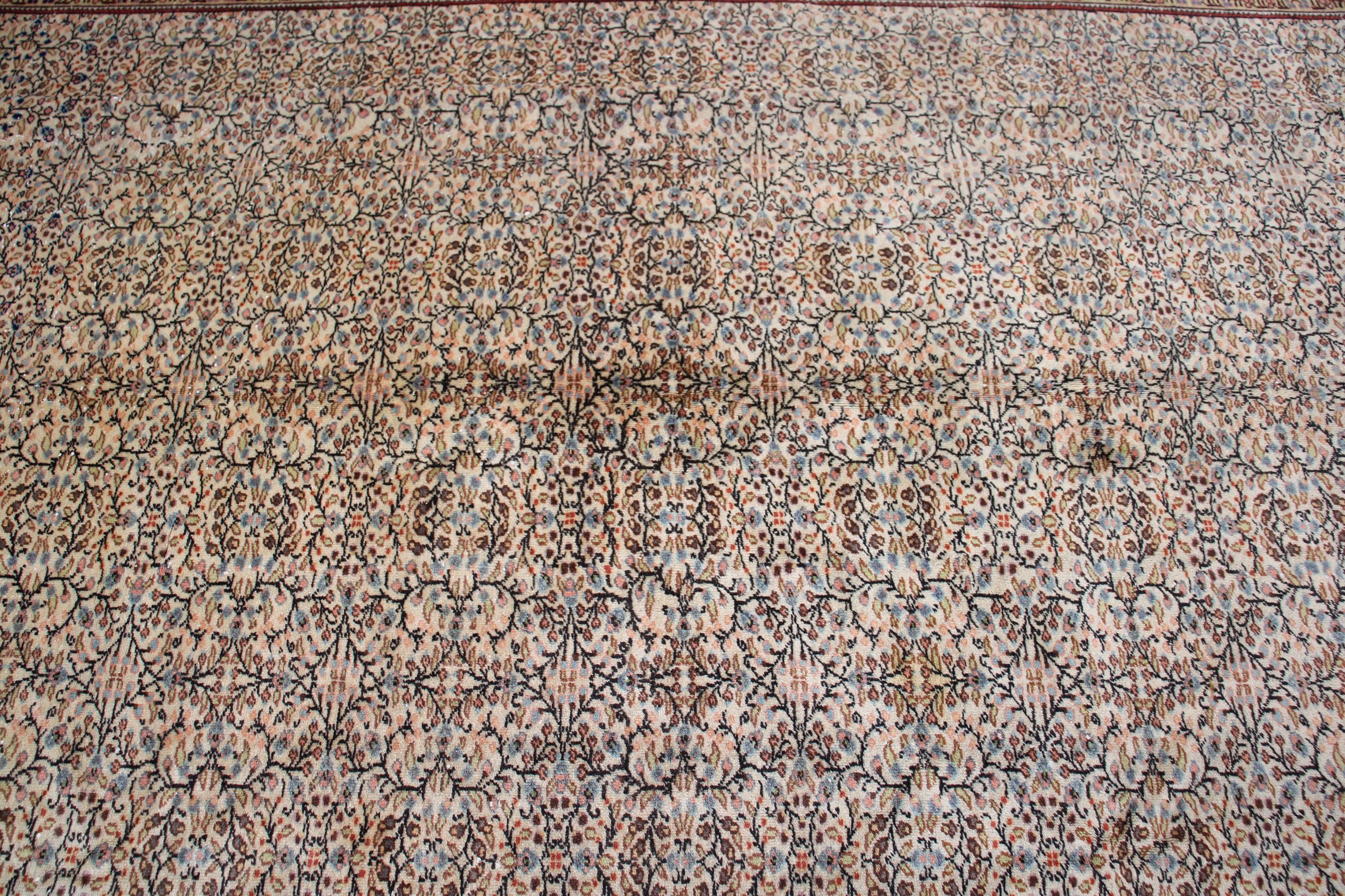 Bej Yer Halıları, Düz Dokuma Halı, Türk Halıları, Nötr Halılar, Vintage Halı, 6,5x9,5 ft Büyük Halı, Büyük Boho Halısı, Büyük Oushak Halıları