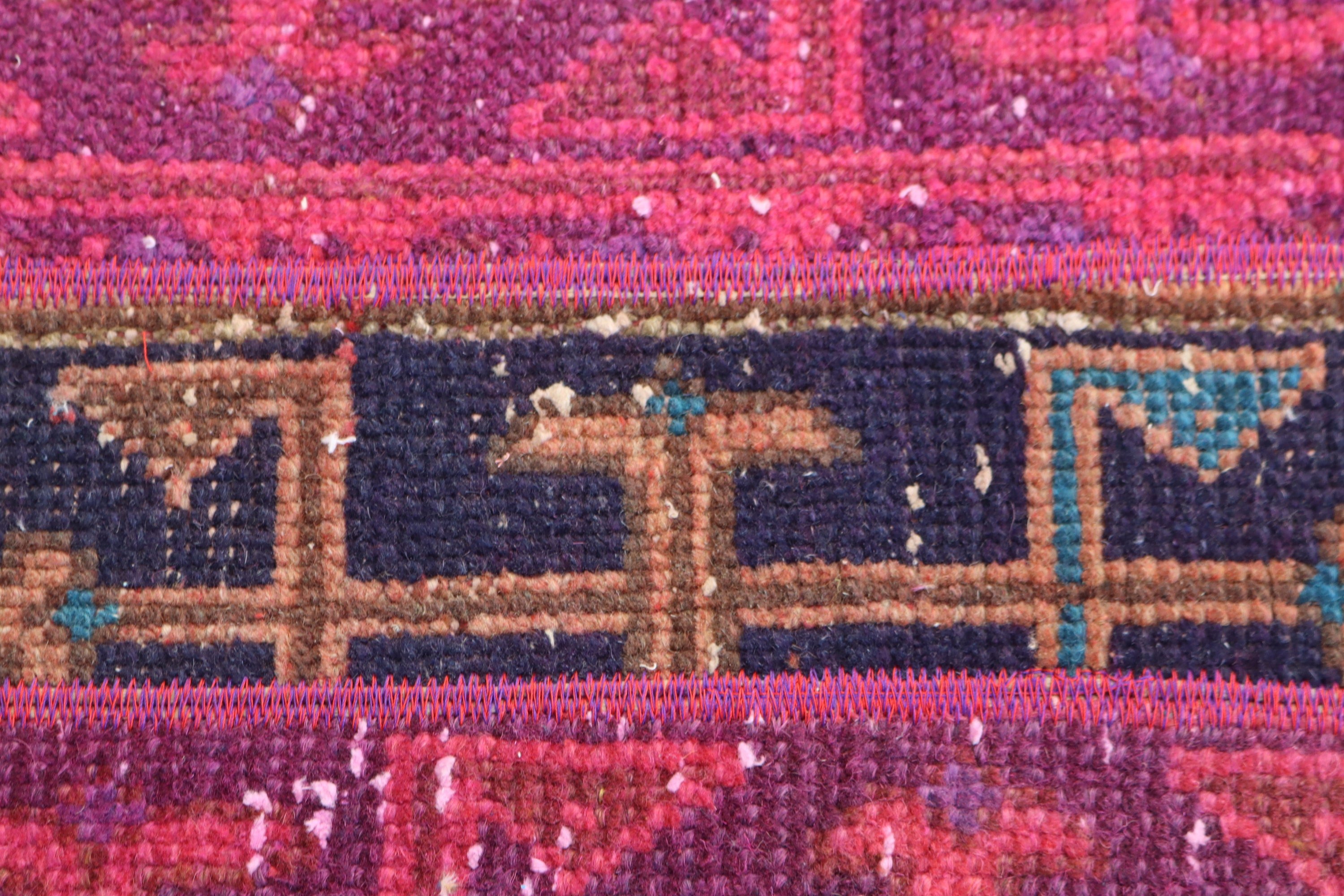 1.6x3.6 ft Small Rug, Geometric Rug, Tribal Rug, Door Mat Rugs, Entry Rugs, Vintage Rug, Handwoven Rugs, Pink Handwoven Rug, Turkish Rug