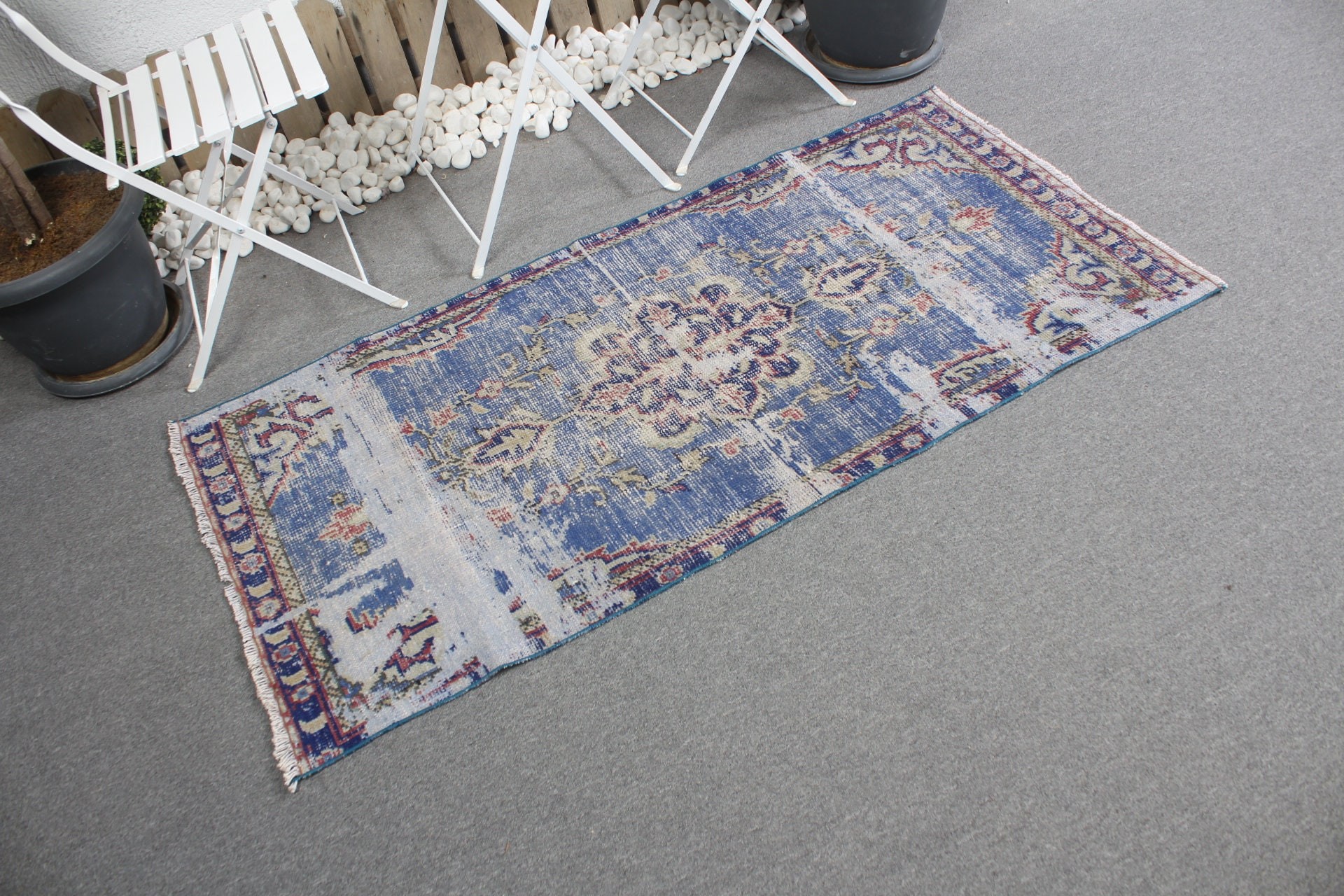 Vintage Rug, Wall Hanging Rugs, Entry Rug, Turkish Rug, Oriental Rug, Blue Home Decor Rug, 2.6x5.4 ft Small Rug, Antique Rugs, Eclectic Rug