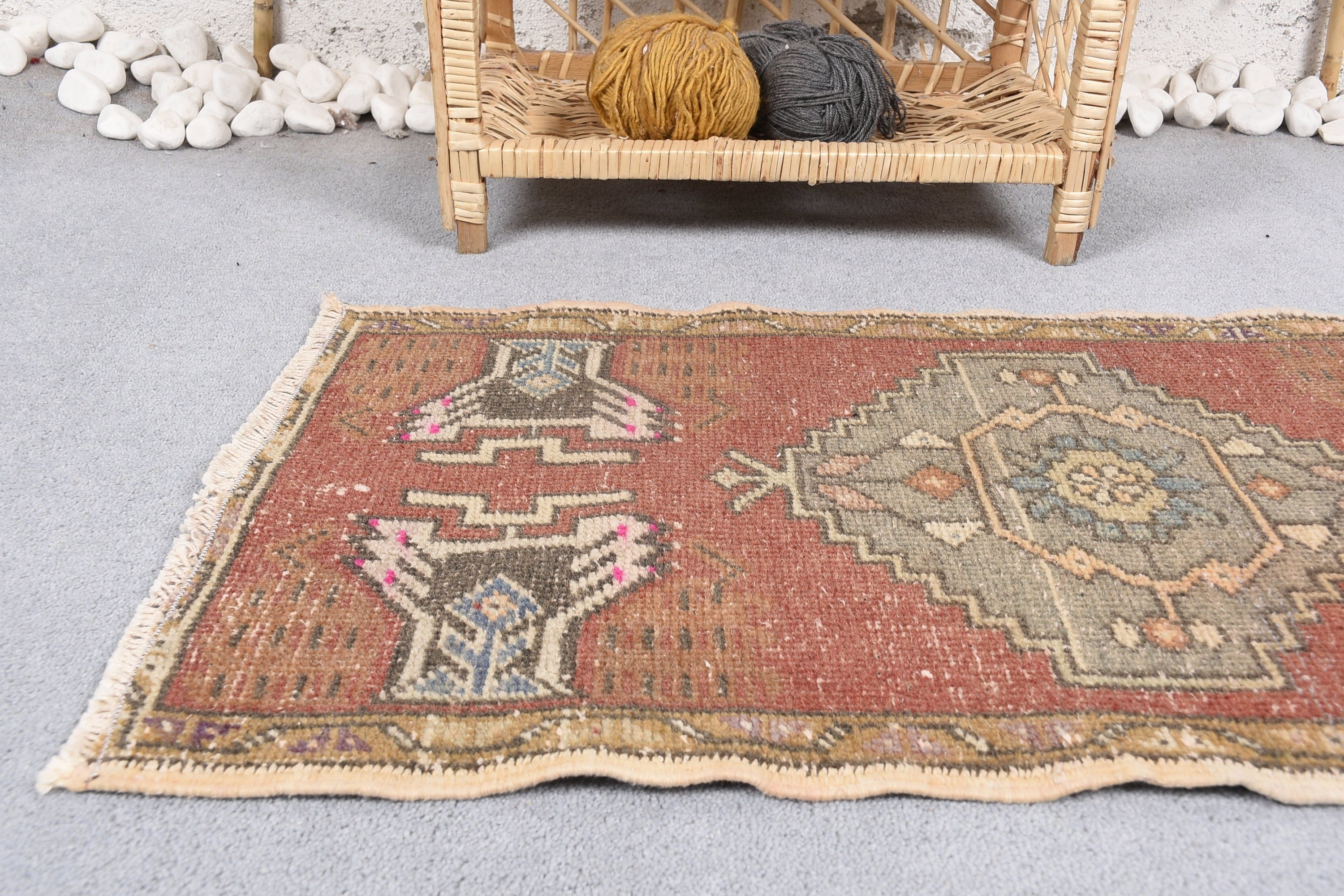 Wall Hanging Rugs, Oriental Rug, Rugs for Kitchen, Red Cool Rugs, Turkish Rug, Vintage Rug, Bedroom Rugs, 1.6x2.9 ft Small Rug, Oushak Rug