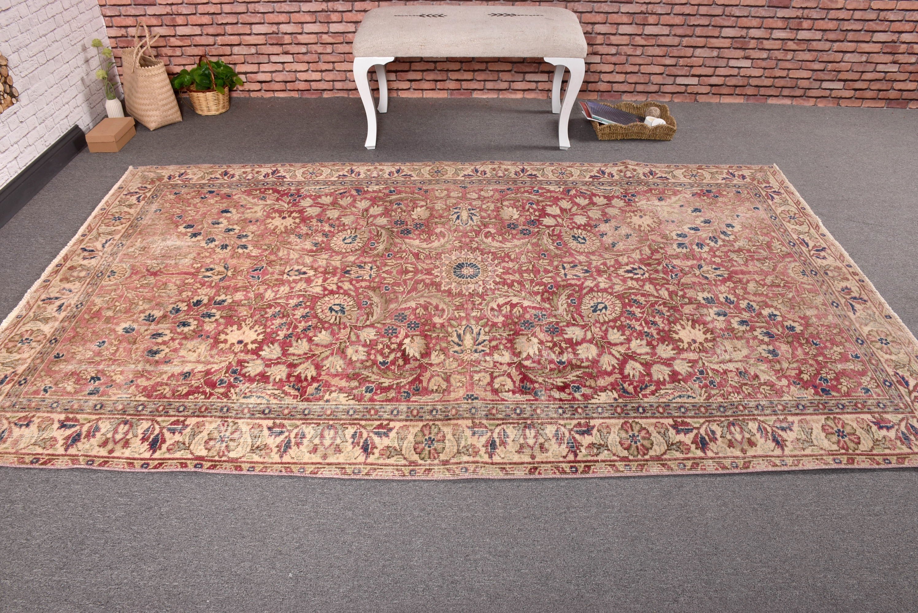 Kırmızı Fas Halıları, 5.3x8.6 ft Büyük Halılar, Türk Halısı, Açıklama Halısı, Oturma Odası Halısı, Havalı Halı, Dış Mekan Halısı, Yatak Odası Halıları, Vintage Halı