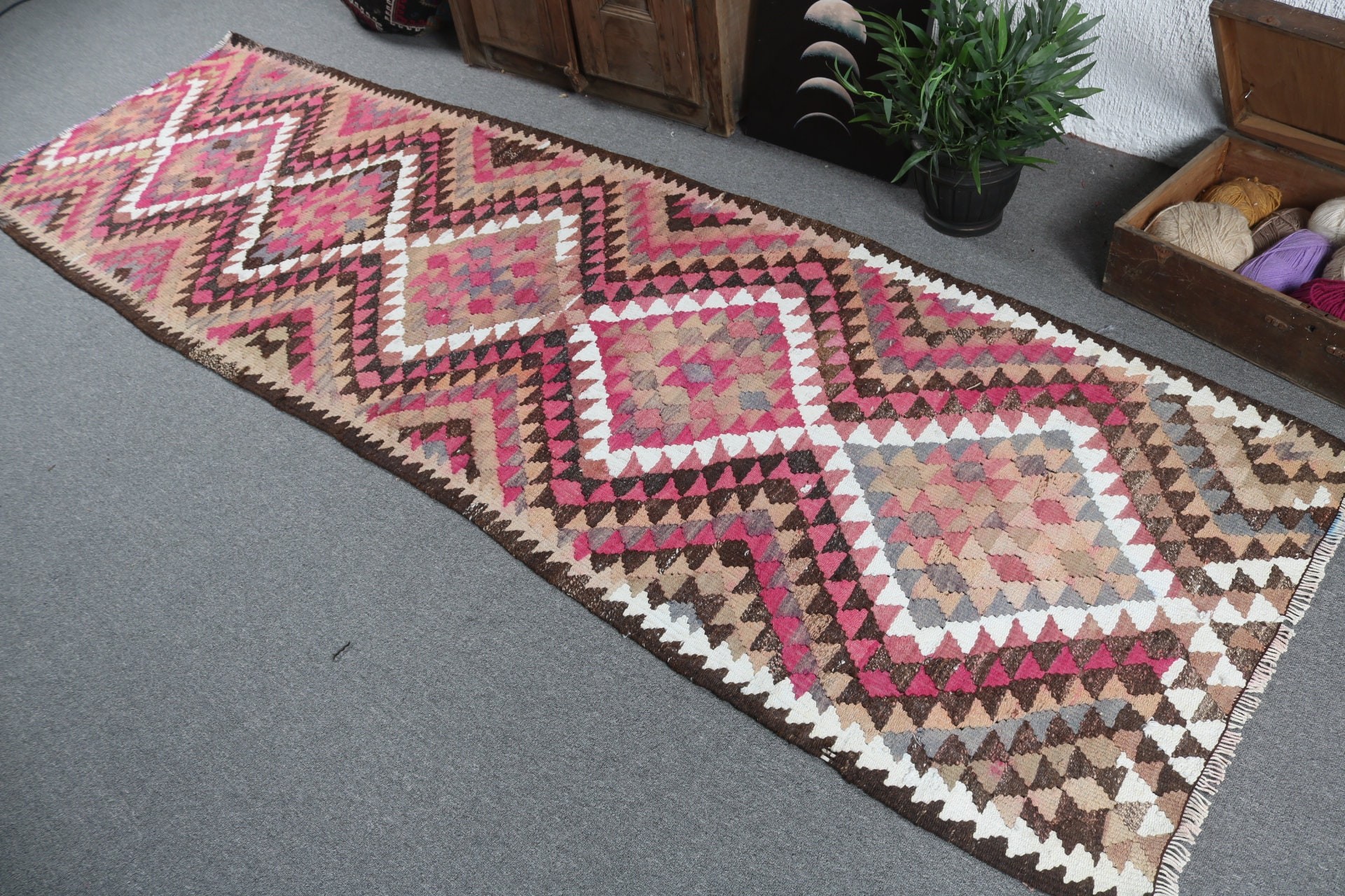 Pink Neutral Rugs, Kitchen Rugs, Turkish Rugs, 3.1x10.1 ft Runner Rugs, Vintage Rugs, Floor Rugs, Vintage Runner Rugs, Modern Rug