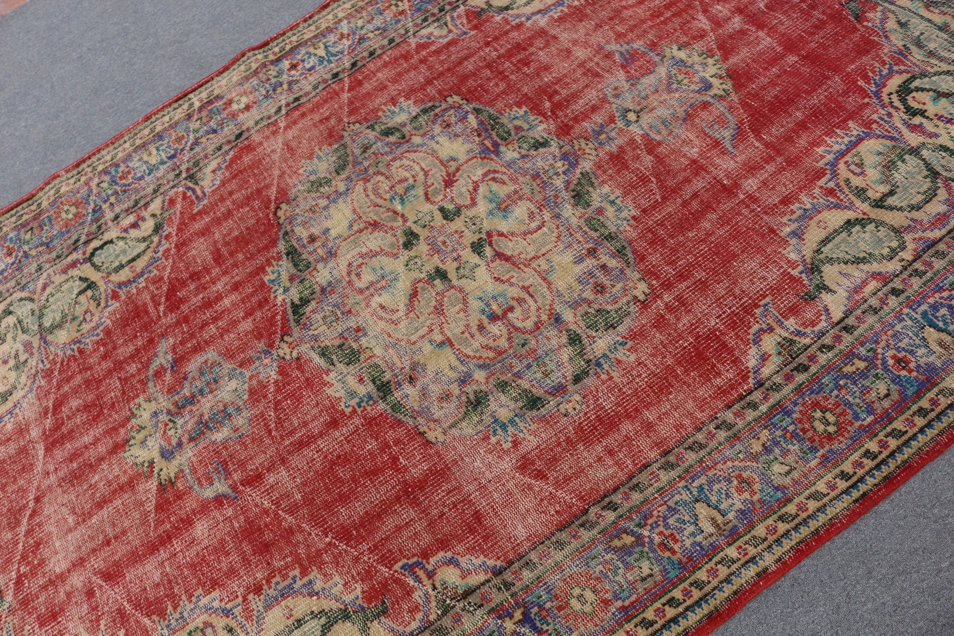 Kabile Halıları, Vintage Halı, 5.8x9.2 ft Büyük Halı, Oturma Odası Halıları, Türk Halısı, Kırmızı Yatak Odası Halıları, Oushak Halısı, Oturma Odası Halısı, Yer Halısı