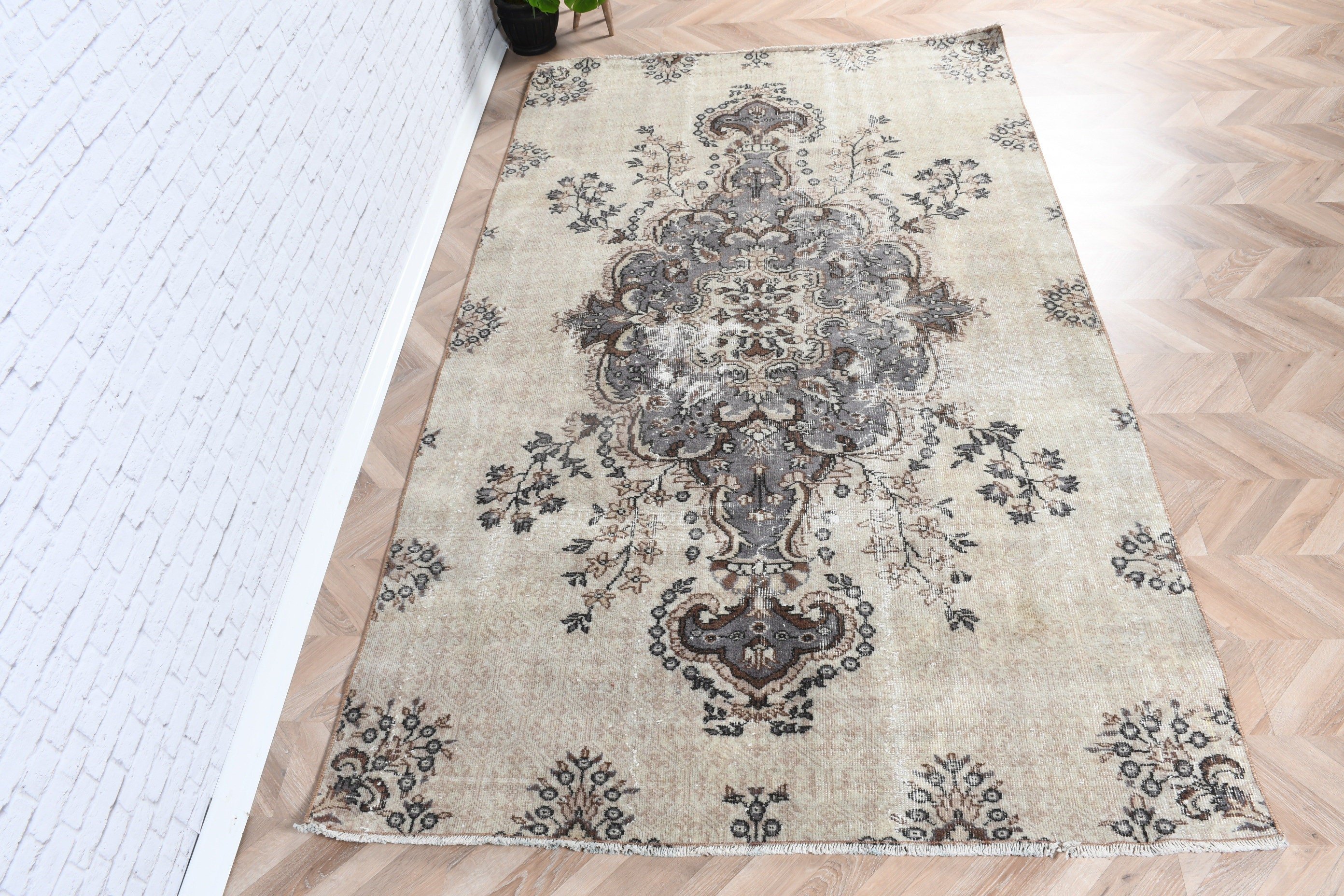 5.3x8.7 ft Large Rug, Flatweave Rugs, Large Oushak Rugs, Dining Room Rug, Beige Oriental Rug, Turkish Rugs, Wool Rugs, Vintage Rugs