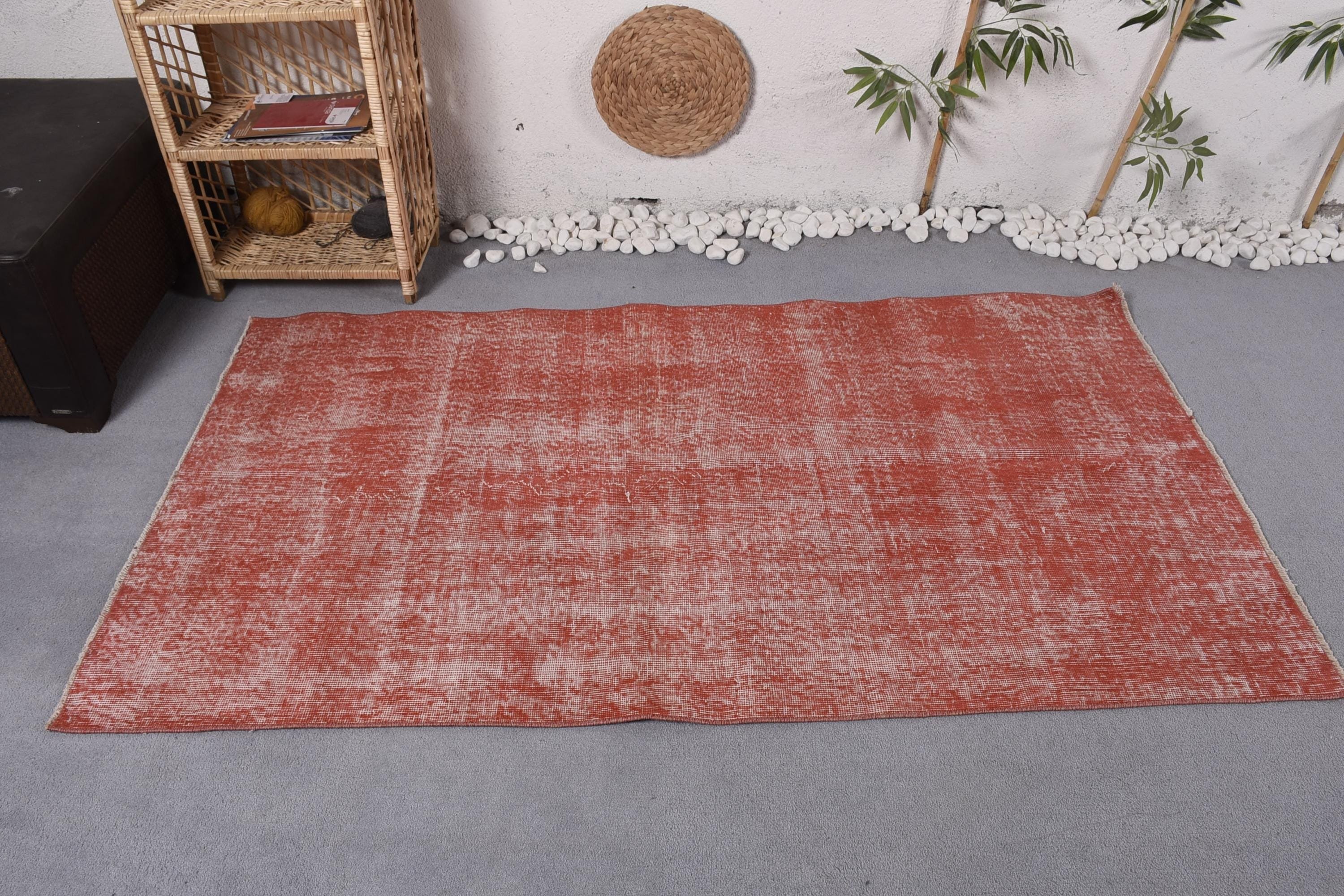 Red Moroccan Rugs, Turkish Rugs, Kitchen Rug, Decorative Rug, Flatweave Rug, Vintage Rugs, Ethnic Rug, Modern Rug, 3.7x6.4 ft Accent Rugs