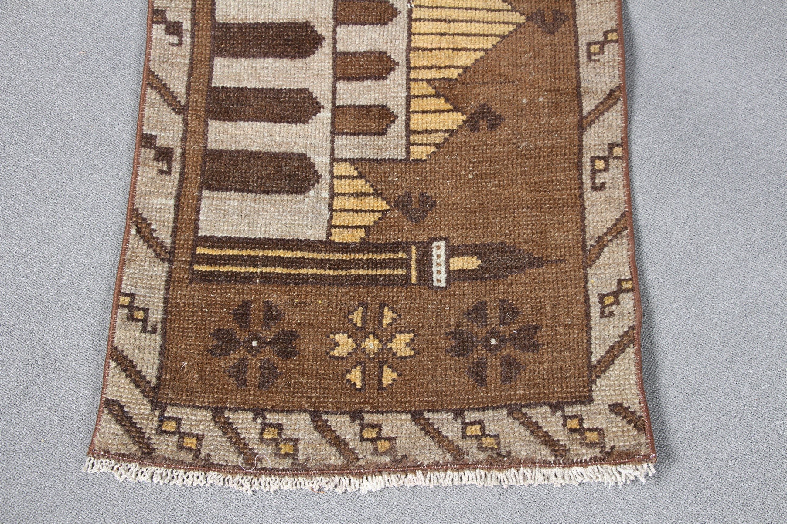 Türk Halıları, Bej Yün Halı, 1.6x3.1 ft Küçük Halı, Vintage Halı, Antika Halılar, Yatak Odası Halıları, Duvara Asılı Halılar, Giriş Halısı, Yer Halısı