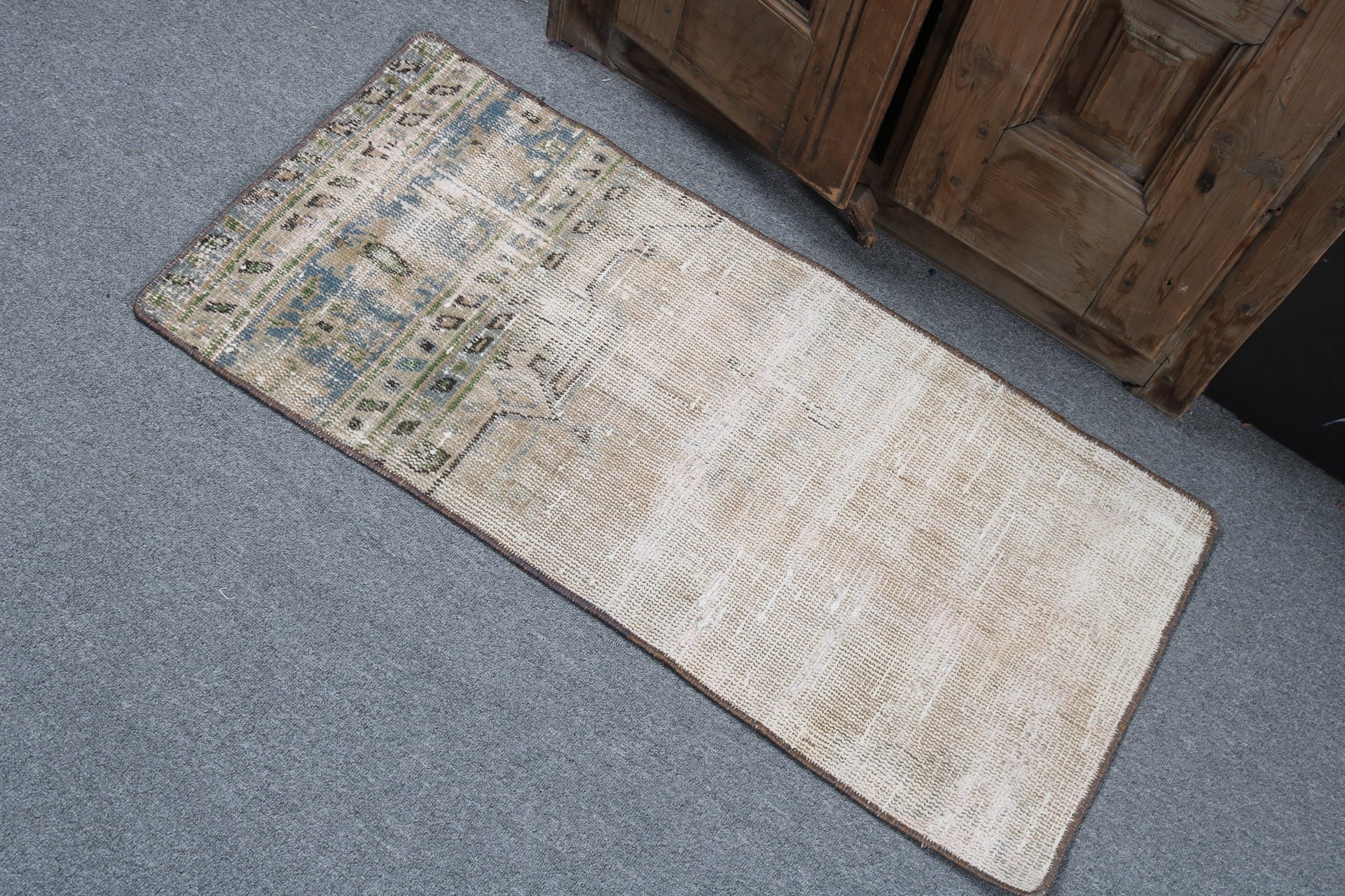 Floor Rug, Vintage Rugs, Turkish Rugs, Bathroom Rugs, 1.6x3.5 ft Small Rugs, Brown Neutral Rugs, Modern Rug, Small Vintage Rug, Kitchen Rug