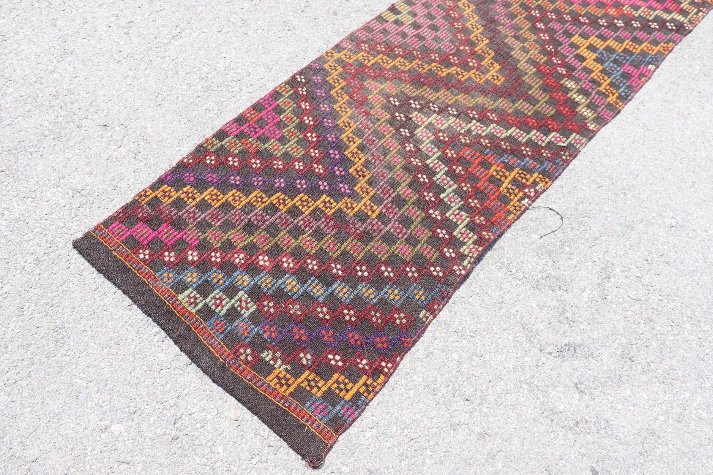 Vintage Rug, 2.4x8.1 ft Runner Rugs, Turkish Rug, Kilim, Flatweave Rug, Hallway Rugs, Kitchen Rug, Red Antique Rug, Bedroom Rug, Floor Rug