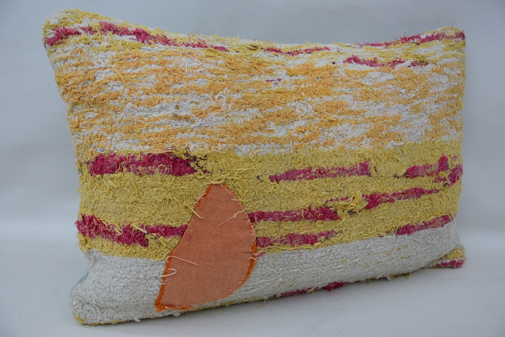Kilim Cushion Sham, Bright Pillow, 16"x24" White Pillow, Ethnical Kilim Rug Pillow, Hippie Throw Pillow Sham, Interior Designer Pillow