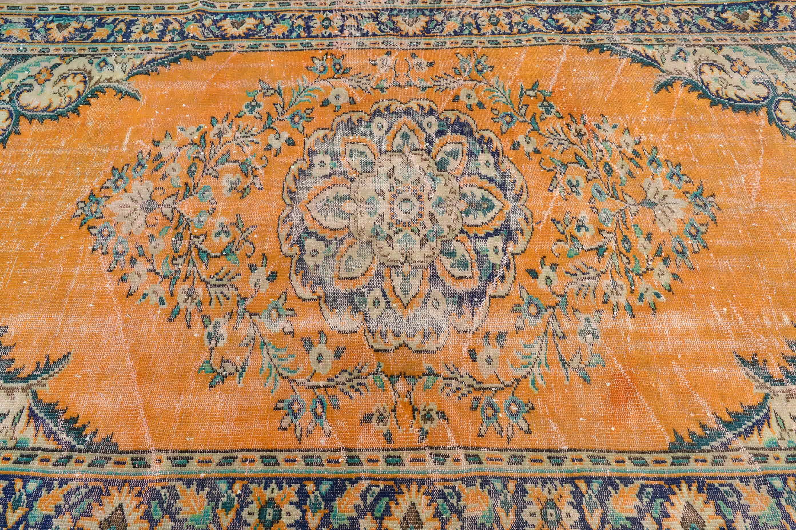 Vintage Halı, Göçebe Halıları, Anadolu Halısı, Oturma Odası Halısı, 5.2x8.9 ft Büyük Halı, Turuncu Soğuk Halı, Yatak Odası Halısı, Türk Halıları, Mutfak Halısı