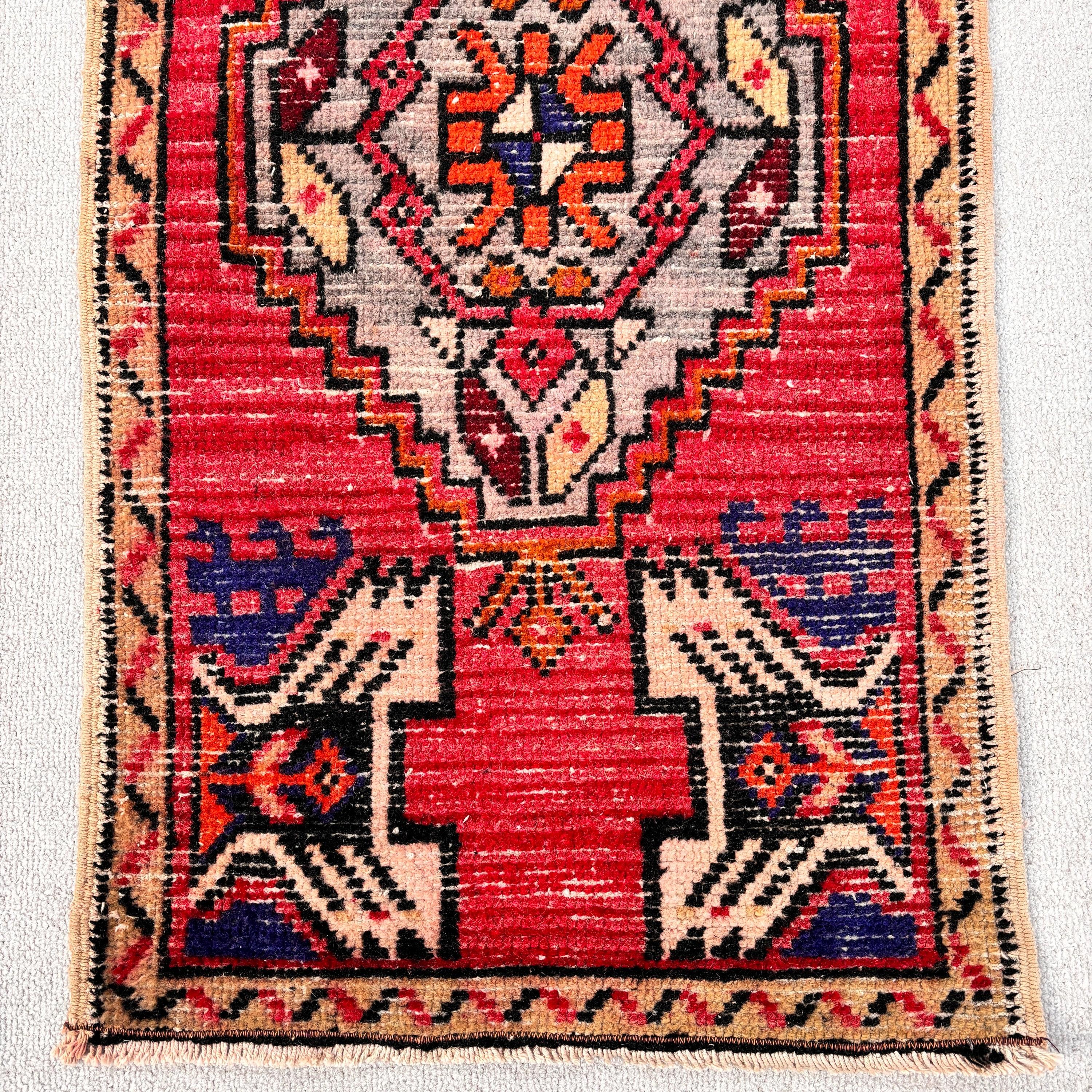 Küçük Alan Halıları, 1,6x3,3 ft Küçük Halılar, Oushak Halıları, Vintage Halılar, Kırmızı Yer Halıları, Banyo Halısı, Türk Halısı, Boho Halıları, Çocuk Halısı