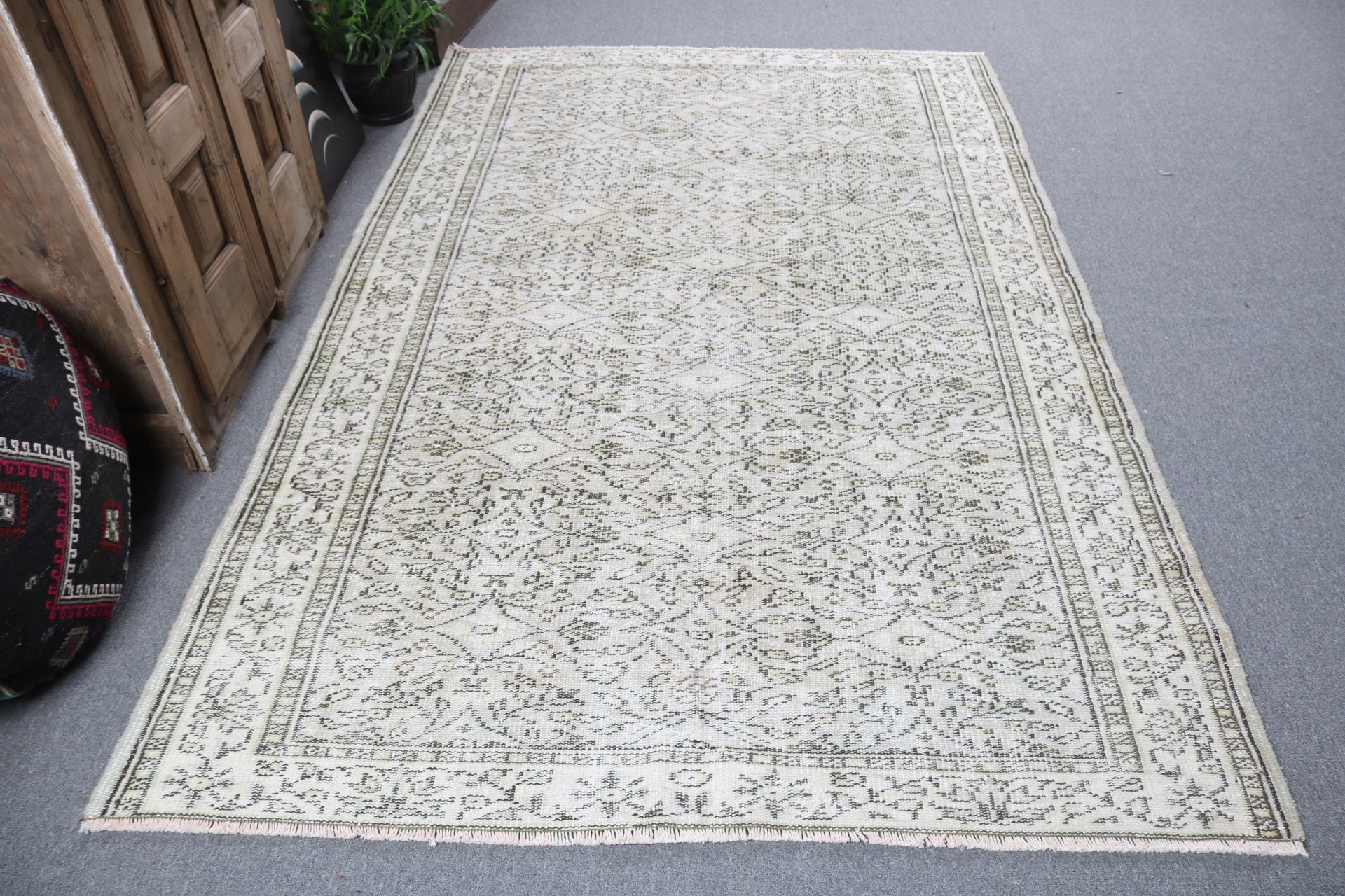 Yeşil Yatak Odası Halısı, Bildiri Halısı, Yün Halılar, 5.3x8.3 ft Büyük Halı, Büyük Vintage Halılar, Oturma Odası Halısı, Türk Halısı, Vintage Halılar