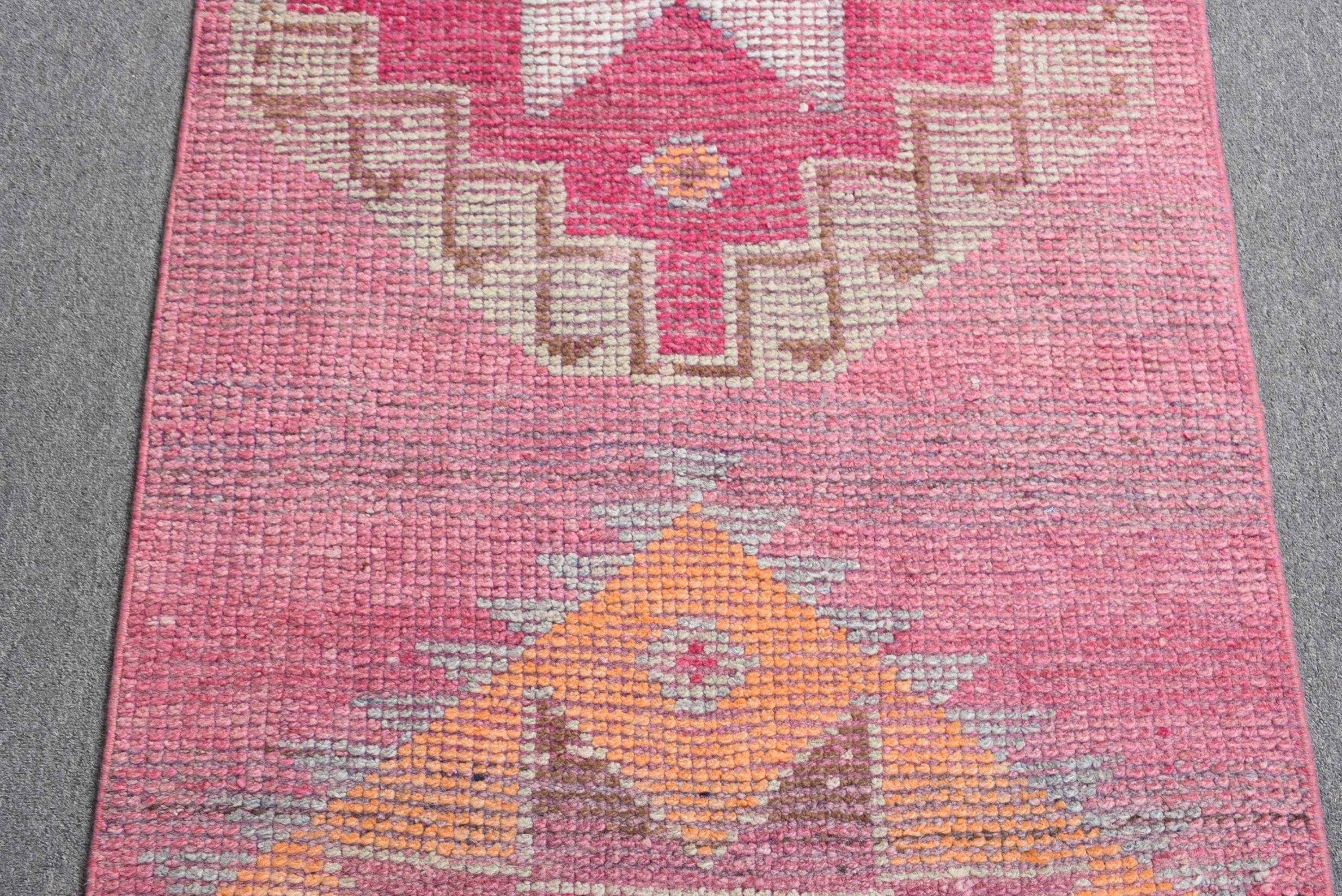 Pink Moroccan Rug, Stair Rug, Floor Rug, 2.7x11.4 ft Runner Rug, Rugs for Hallway, Vintage Rugs, Turkish Rug, Kitchen Rug, Corridor Rug