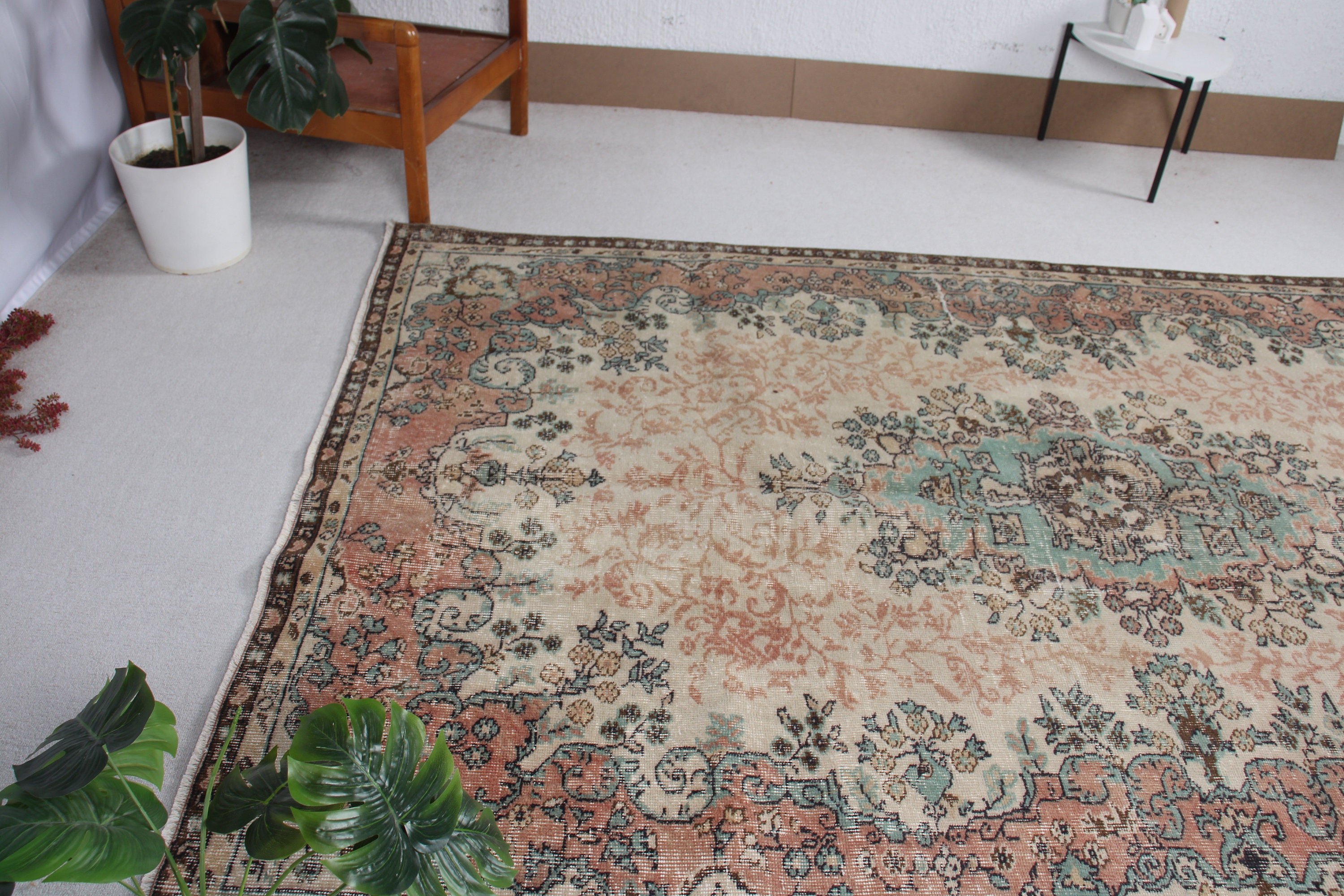 Bej Oryantal Halılar, Büyük Vintage Halılar, Büyük Boho Halı, Vintage Halılar, Türk Halısı, 6,1x9,2 ft Büyük Halılar, Harika Halılar