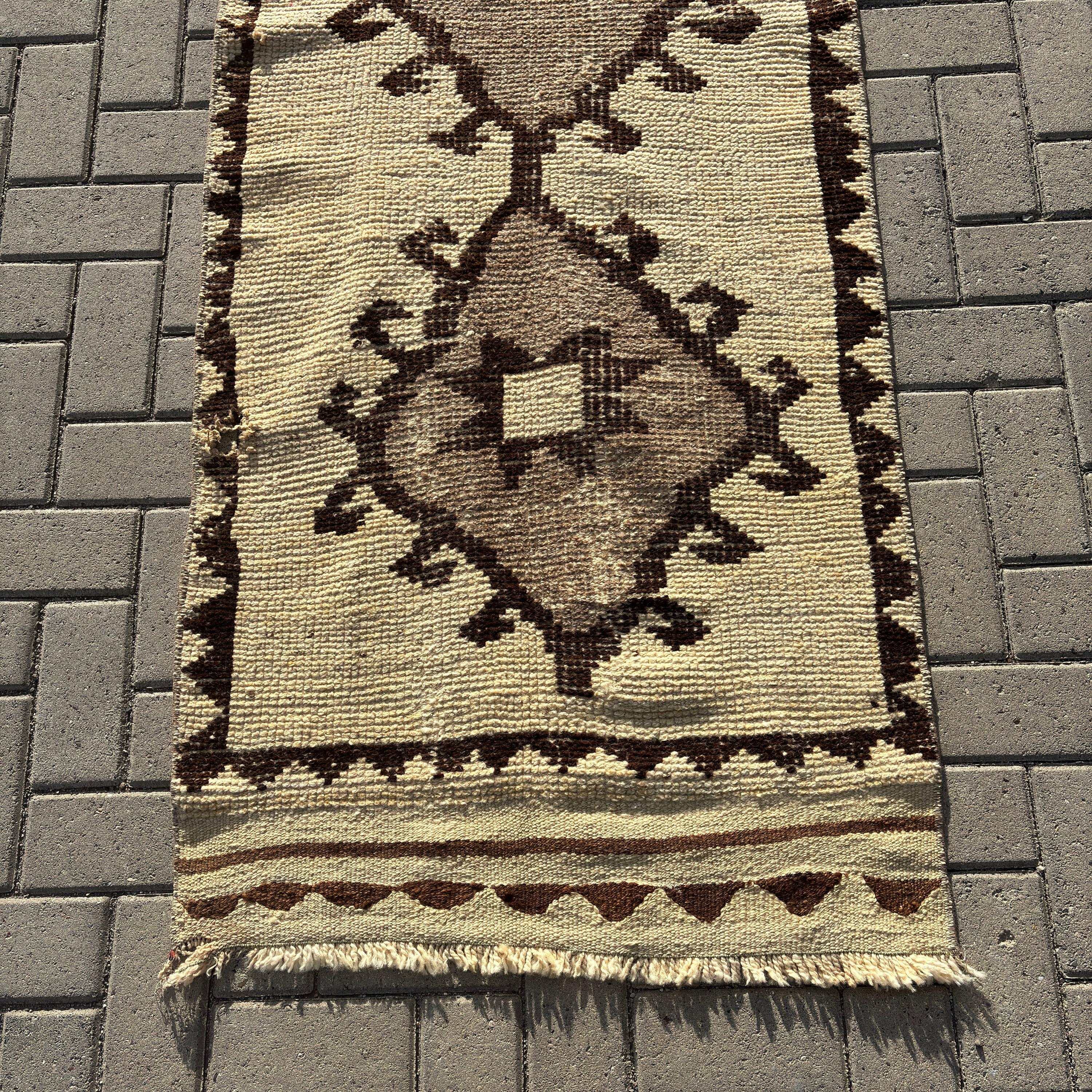 2.6x11.3 ft Runner Rug, Kitchen Rug, Turkish Rug, Office Rugs, Hallway Rugs, Beige Bedroom Rug, Rugs for Hallway, Neutral Rugs, Vintage Rug