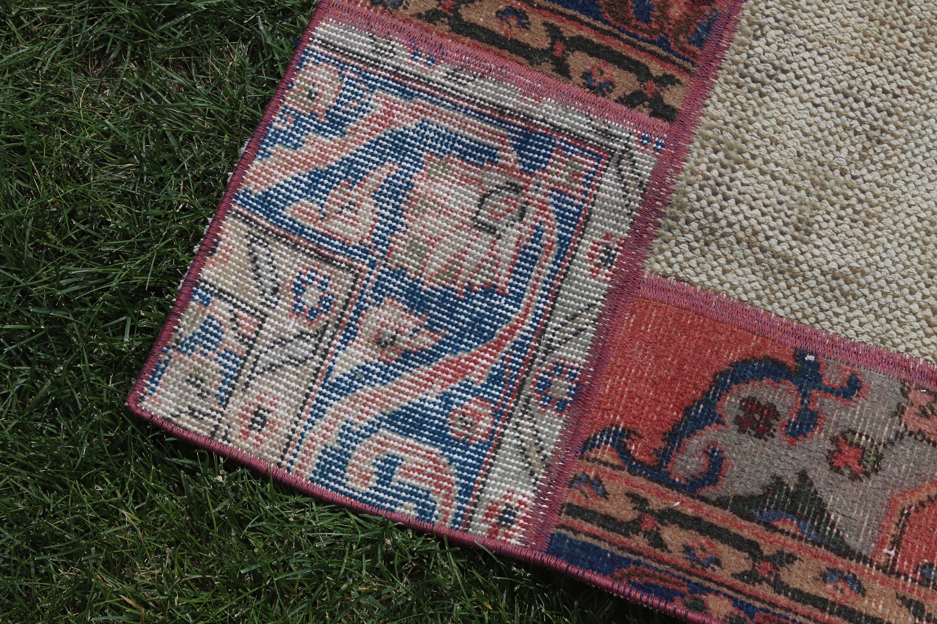 Vintage Rugs, Orange Geometric Rugs, Flatweave Rug, Turkish Rug, Modern Rugs, 2.6x6.1 ft Accent Rug, Vintage Accent Rugs, Geometric Rug